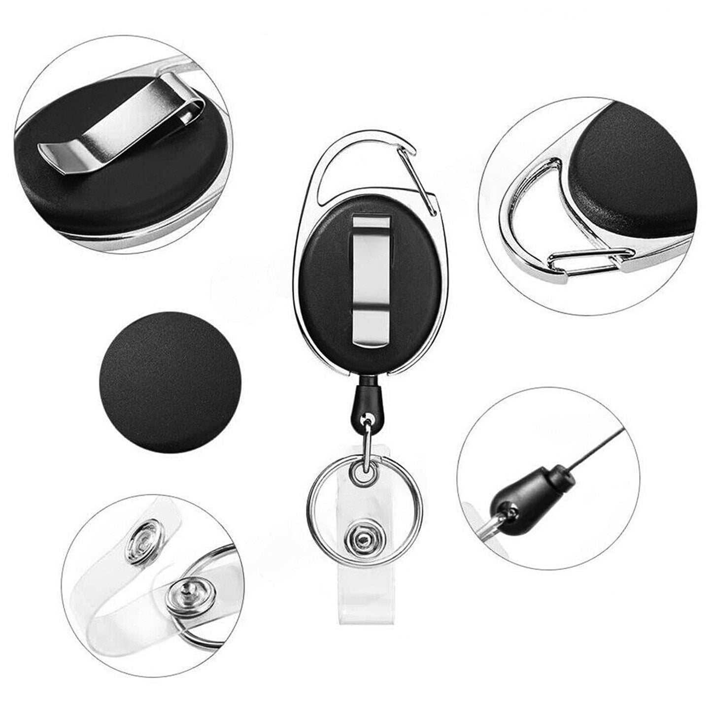 Business Security Retractable ID Badge Holder Lanyard Key Ring Opal Card