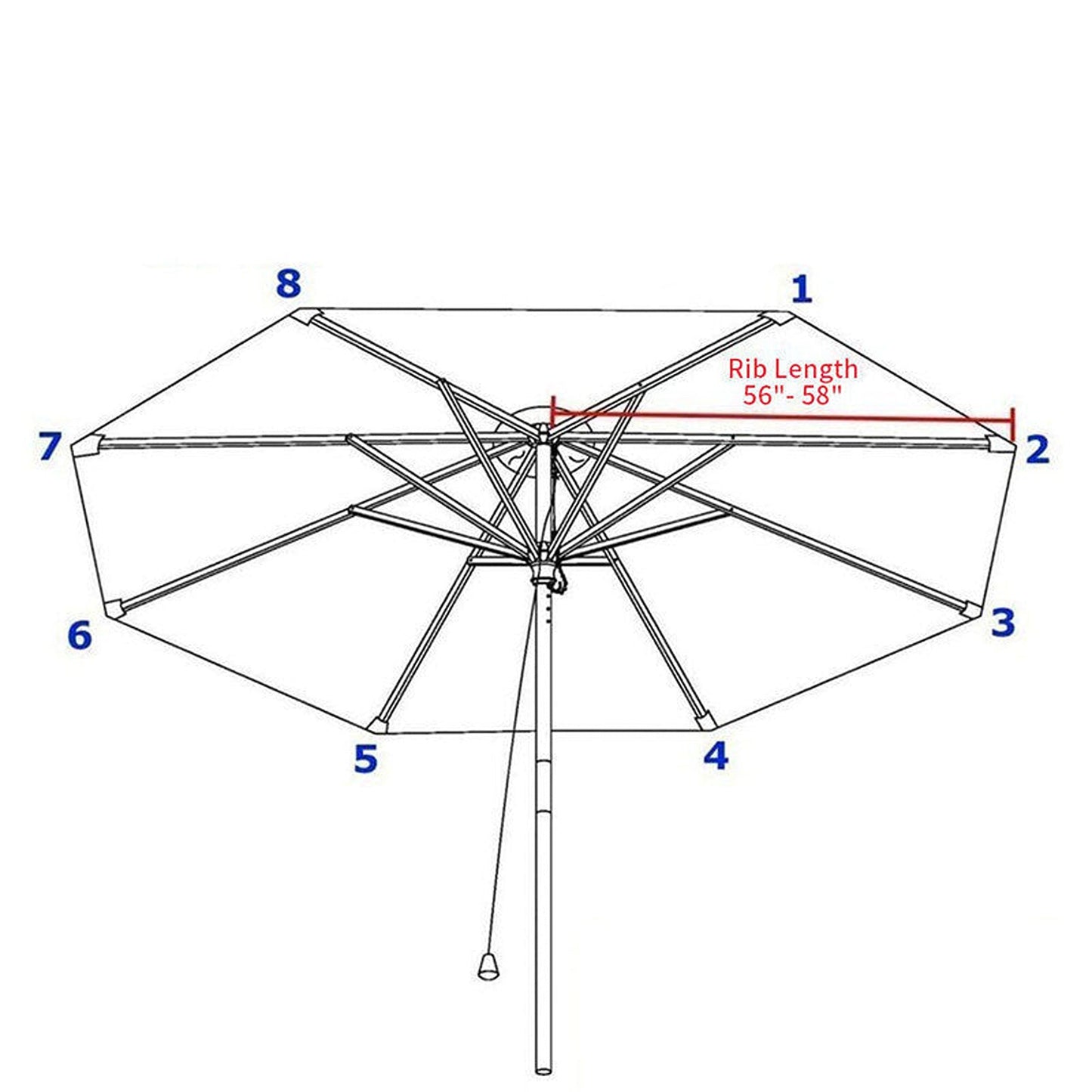 Khaki Replacement Fabric Canopy for Garden Umbrella - 6 or 8 Arms