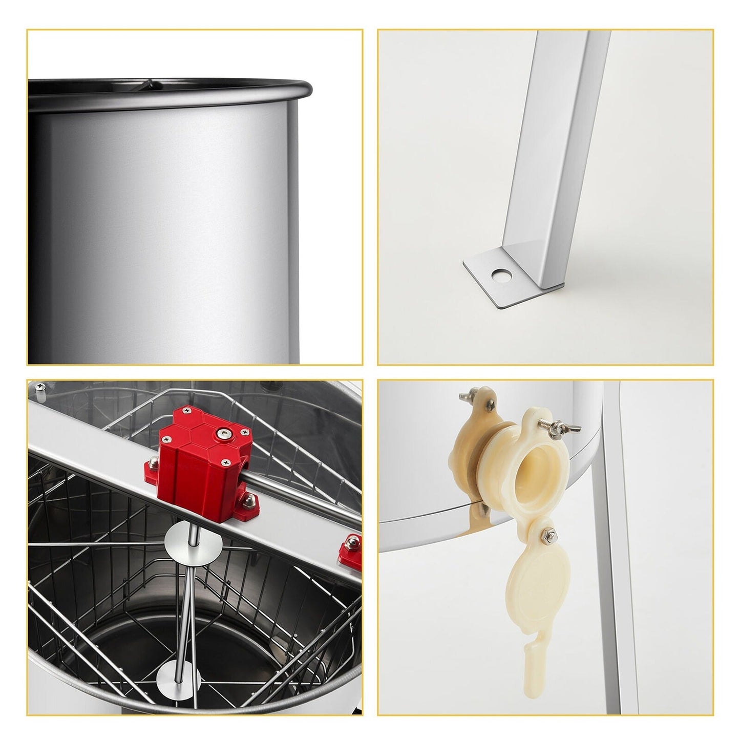 Manual 4-Frame Honey Extractor Stainless Steel Beehive Separator for Beekeeping