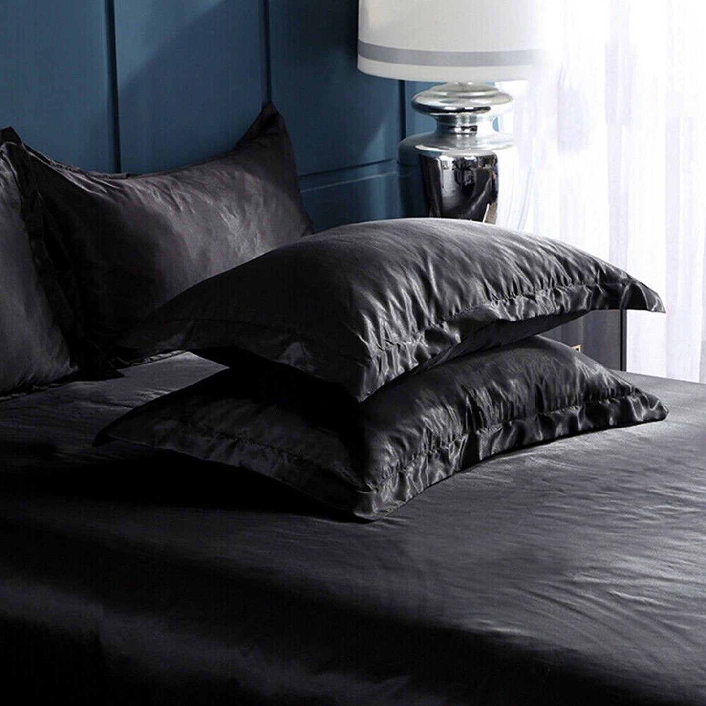2pcs Silk Satin Bedding Pillowcases Smooth Soft Standard Cover