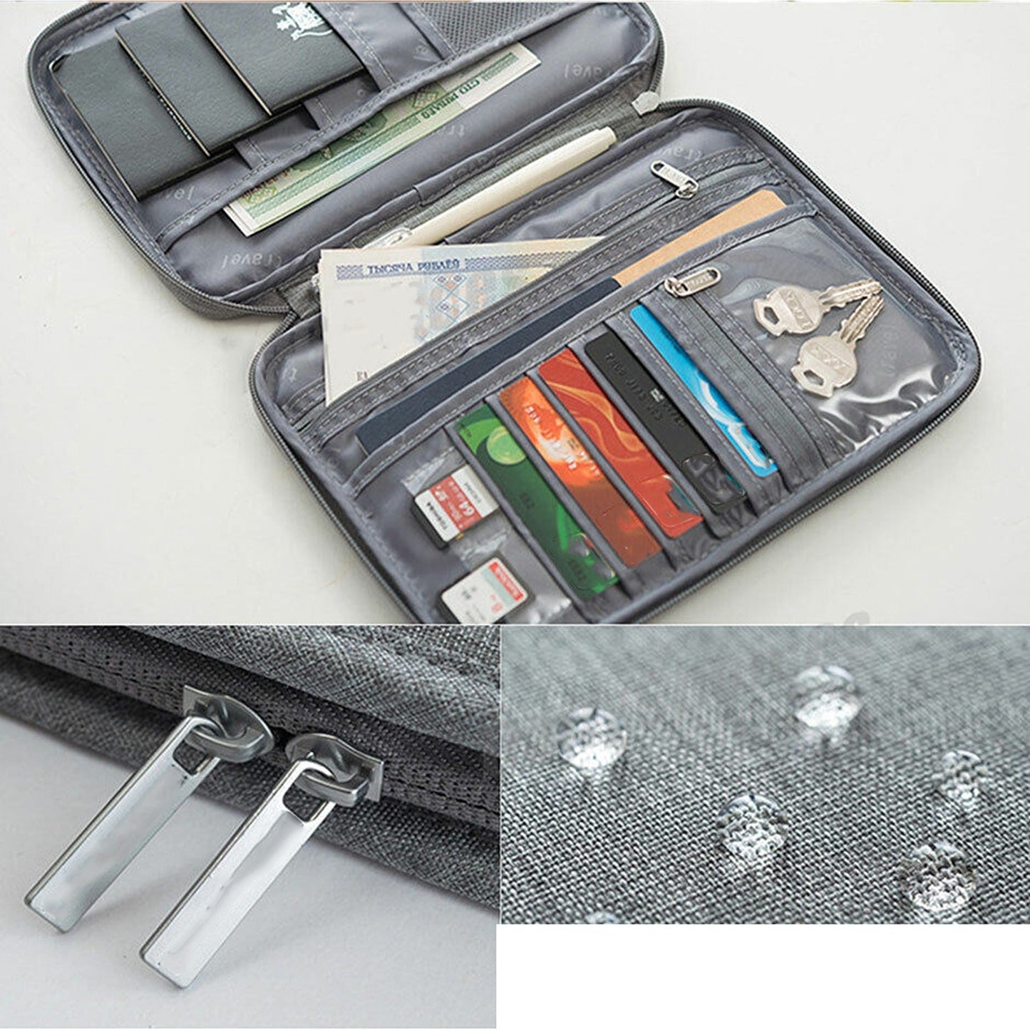Travel Family Passport Wallet RFID Blocking Waterproof Document Organizer