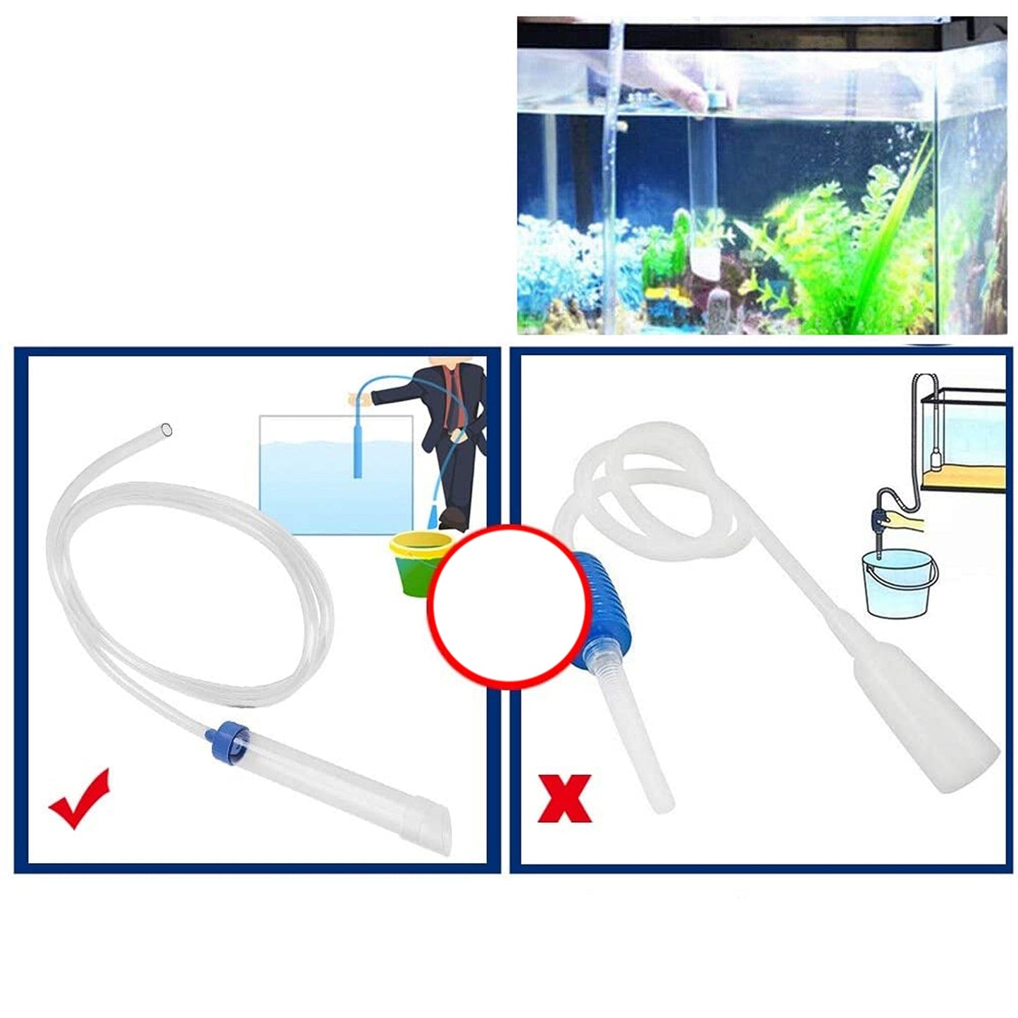 Aquarium Syphon Vacuum Fish Tank Gravel Cleaner with Water Changer Hose