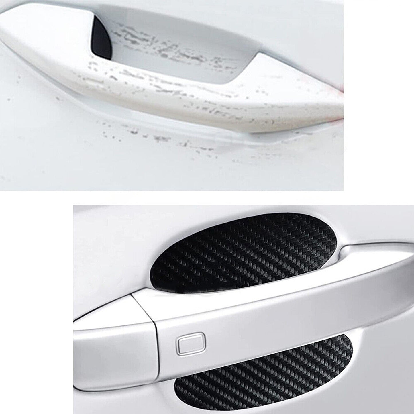 8pcs 3D Carbon Fiber Car Door Handle Scratch Protector Stickers