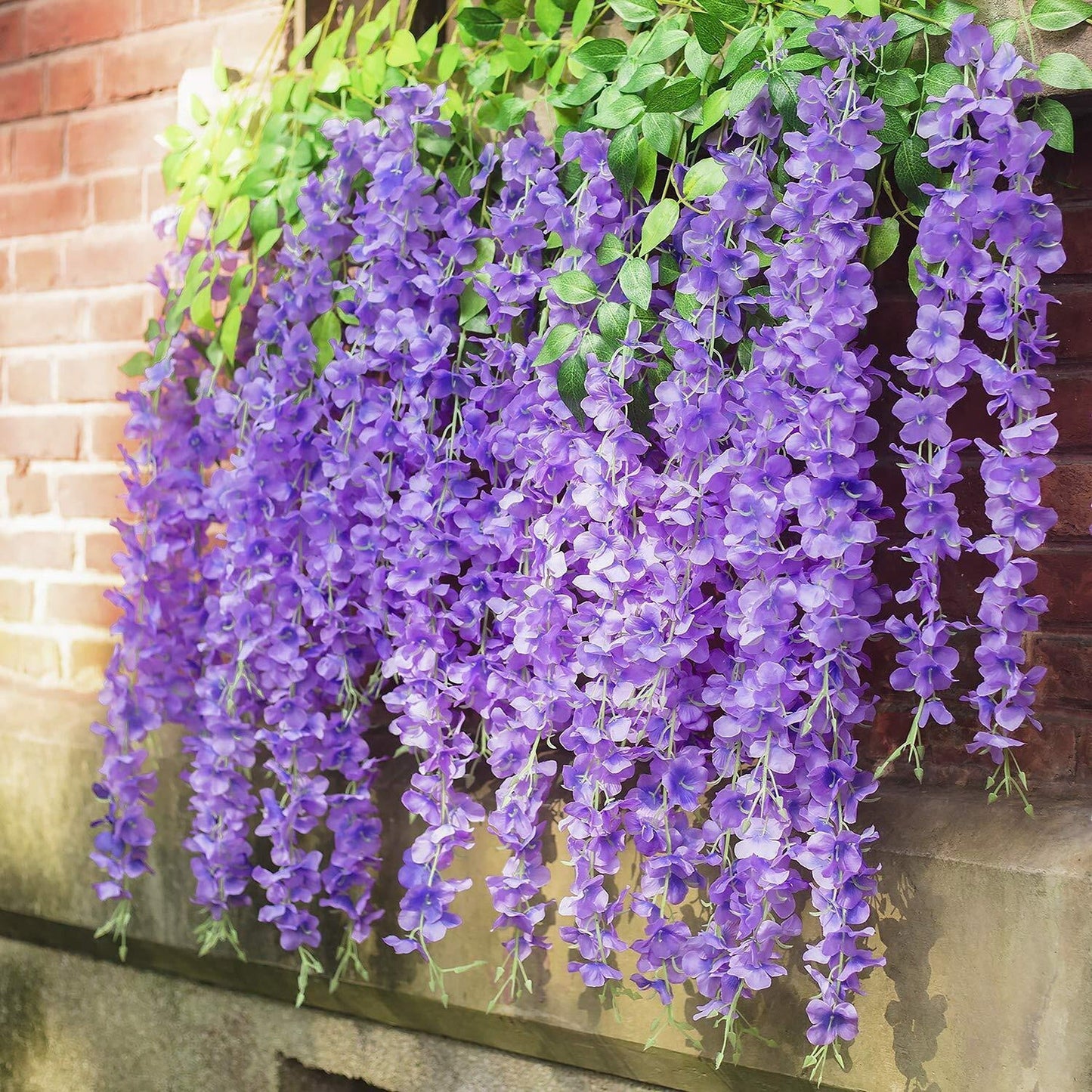 12pcs Hanging Silk Wisteria Vine Garland Artificial Leaf Decoration for Weddings