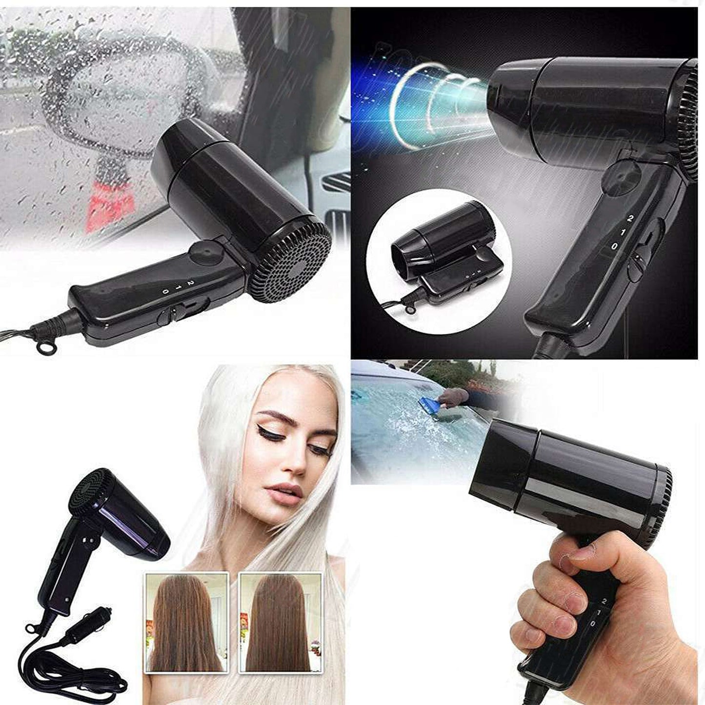 Portable 12V Hairdryer Glass Defroster for Cars and Caravans Ideal for Camping