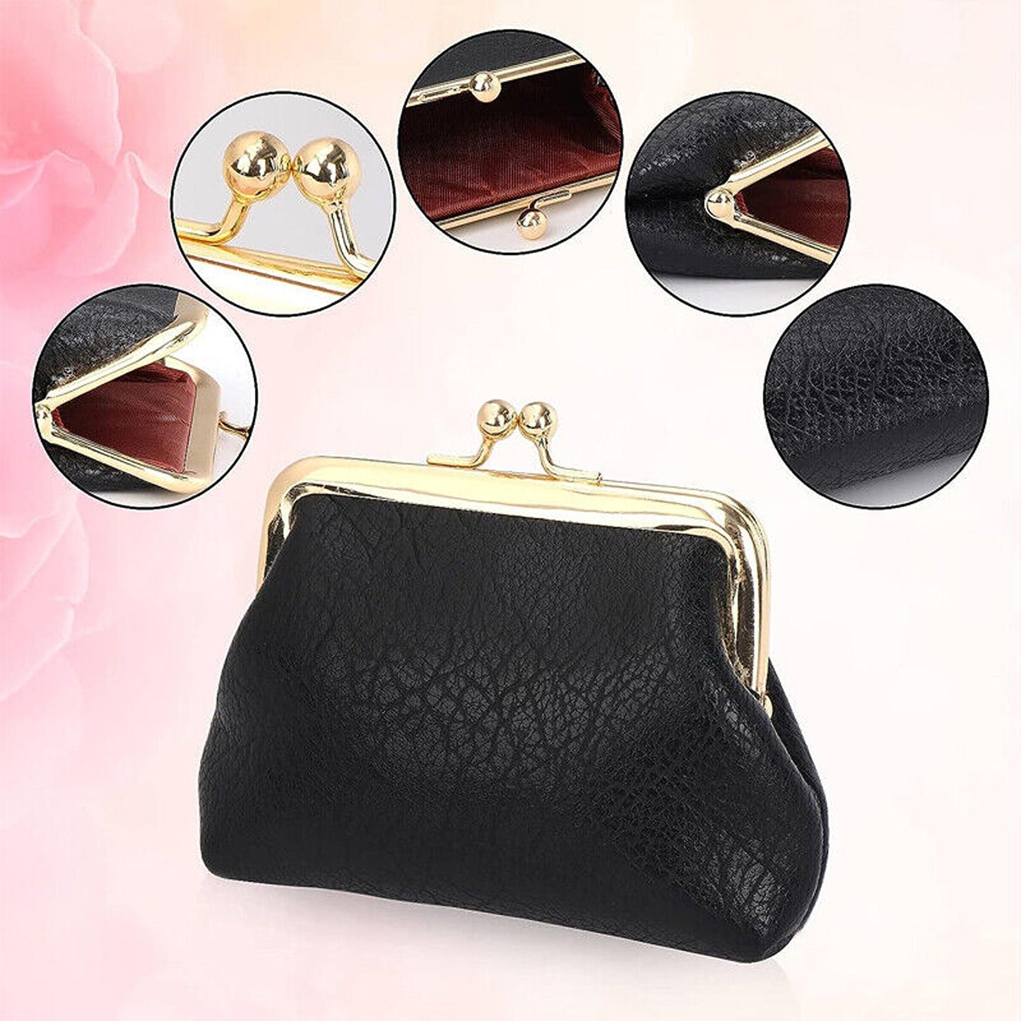 Small Leather Cosmetic Bag for Coin and Lipstick Storage