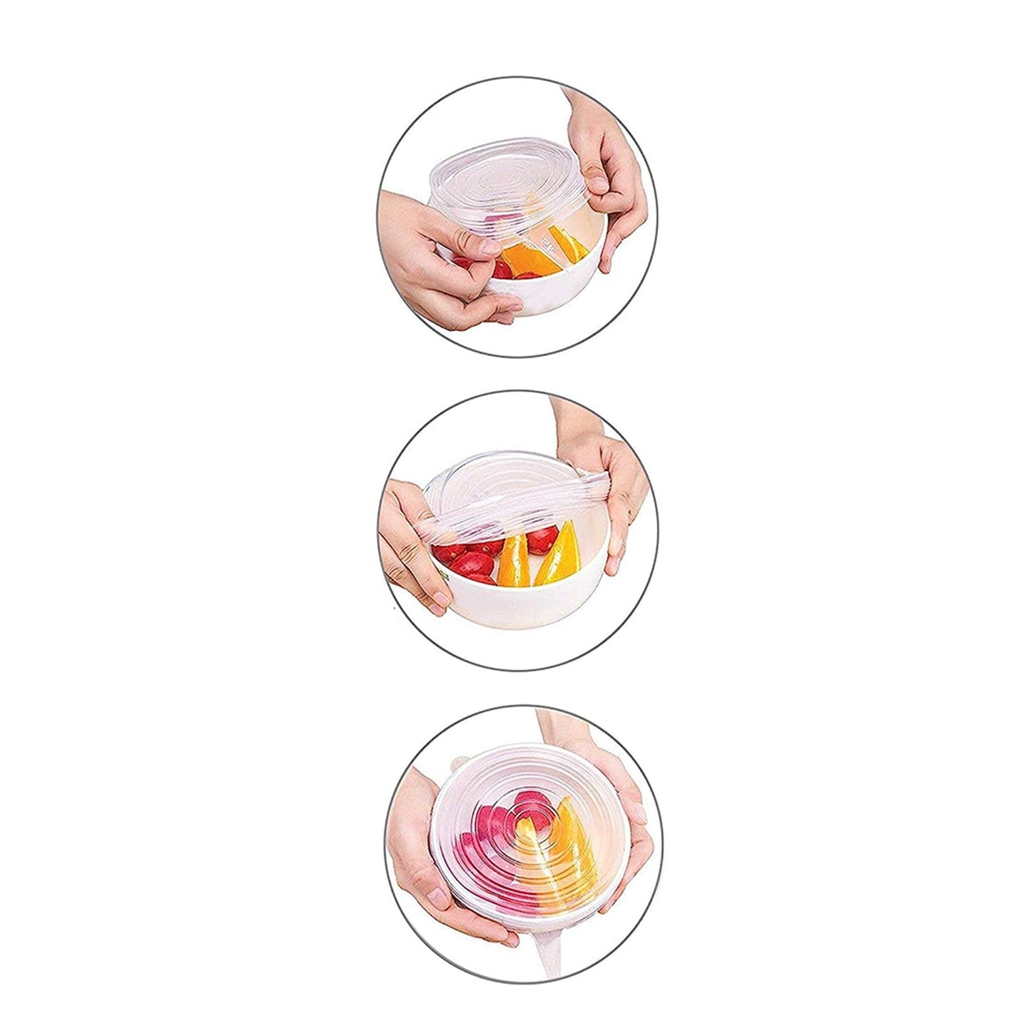 White Silicone Bowl Covers Stretch Reusable Food Saver Seals