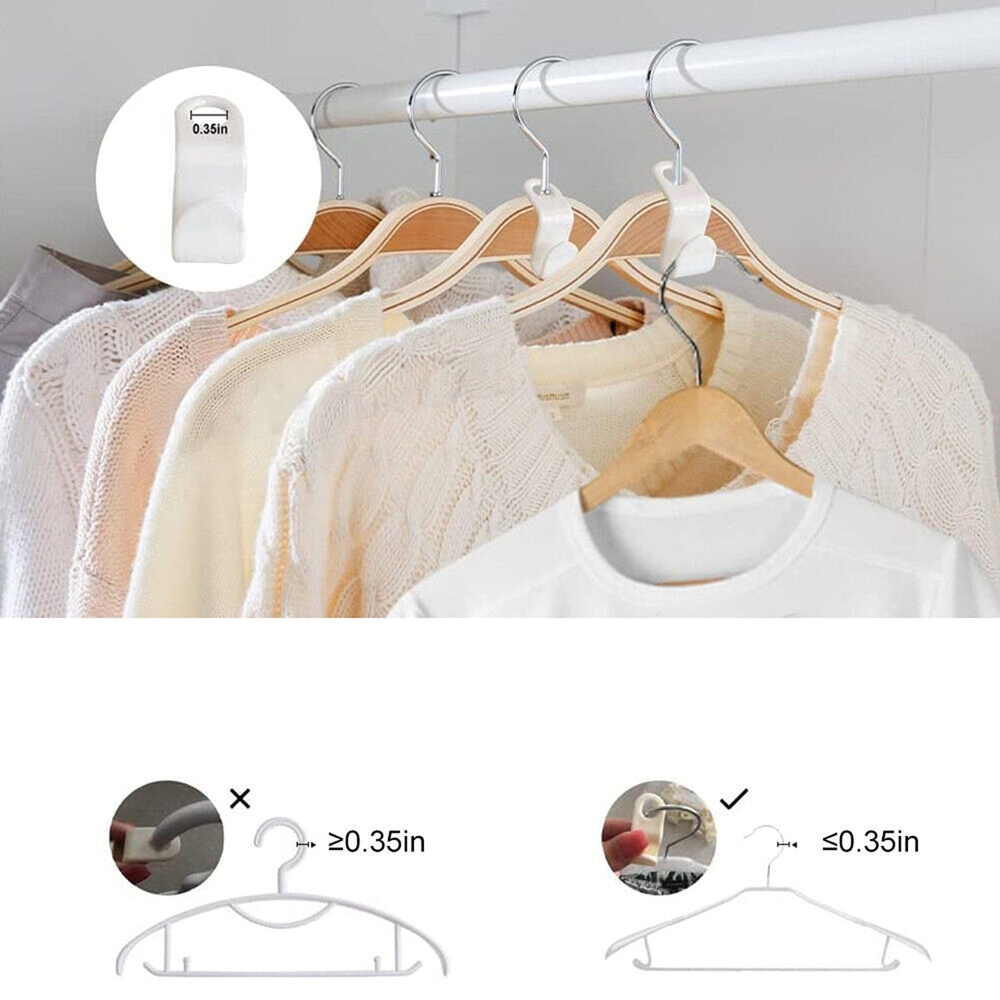 Space-Saving Clothes Organizer Cascading Hanger Connector Hooks