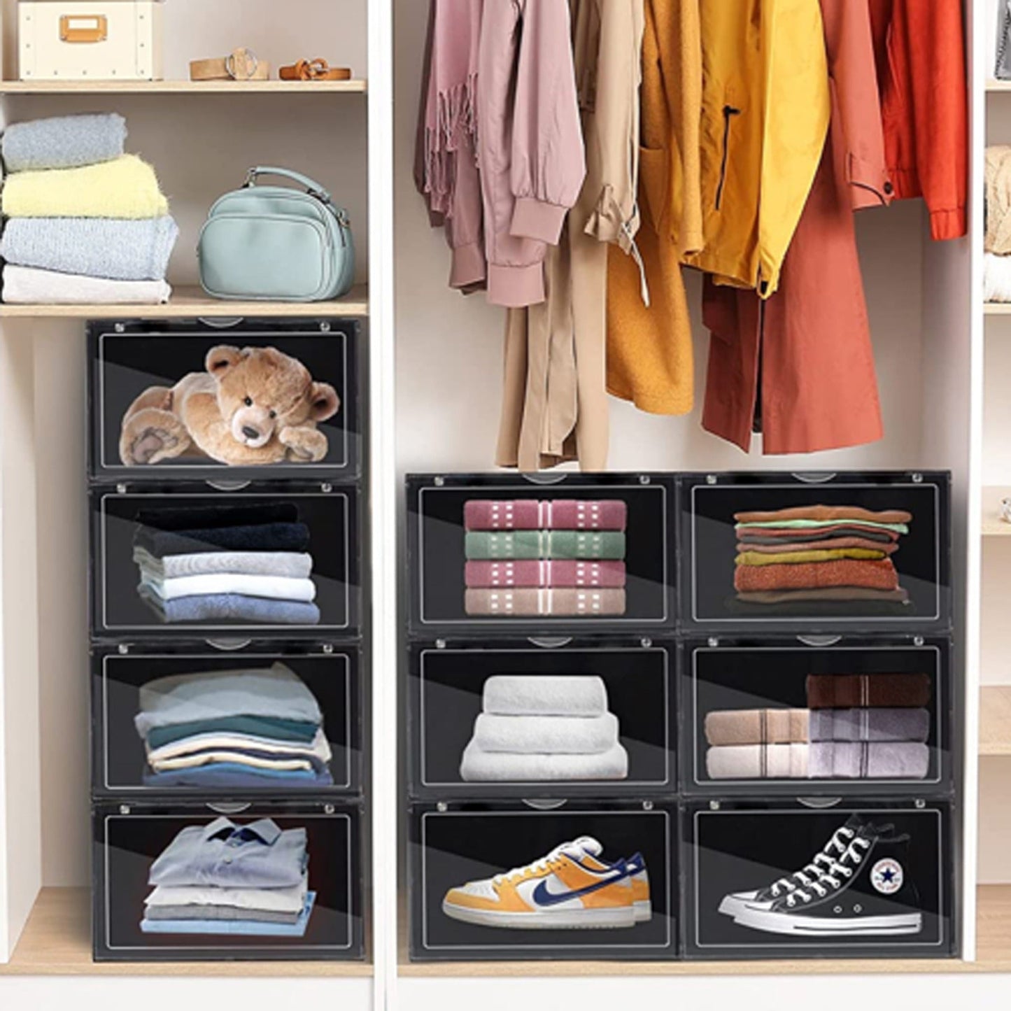 Black Acrylic Stackable Boxes for Premium Sneaker Display and Storage