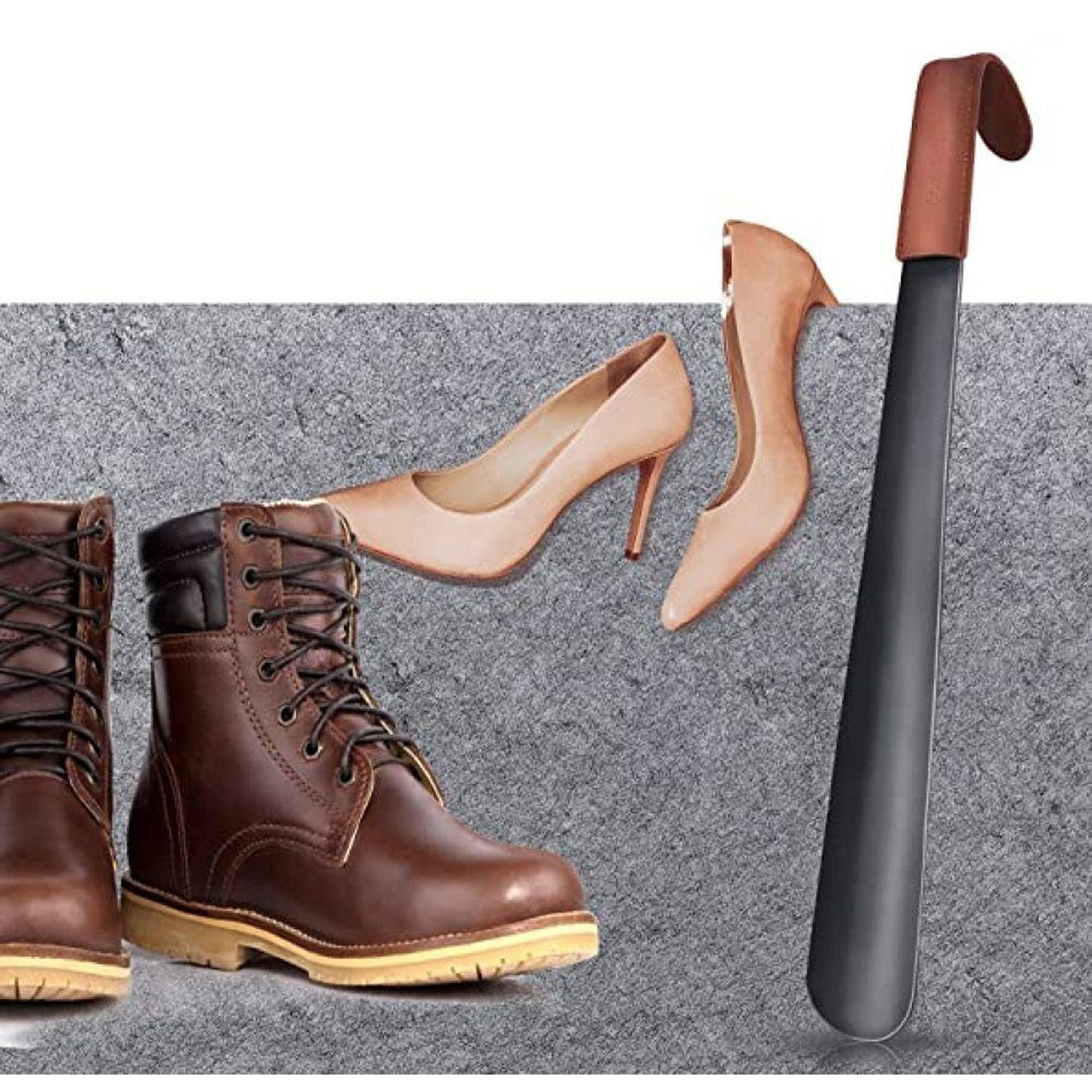 Easy Slip Long Handle Leather Shoe Horn Sturdy Helper