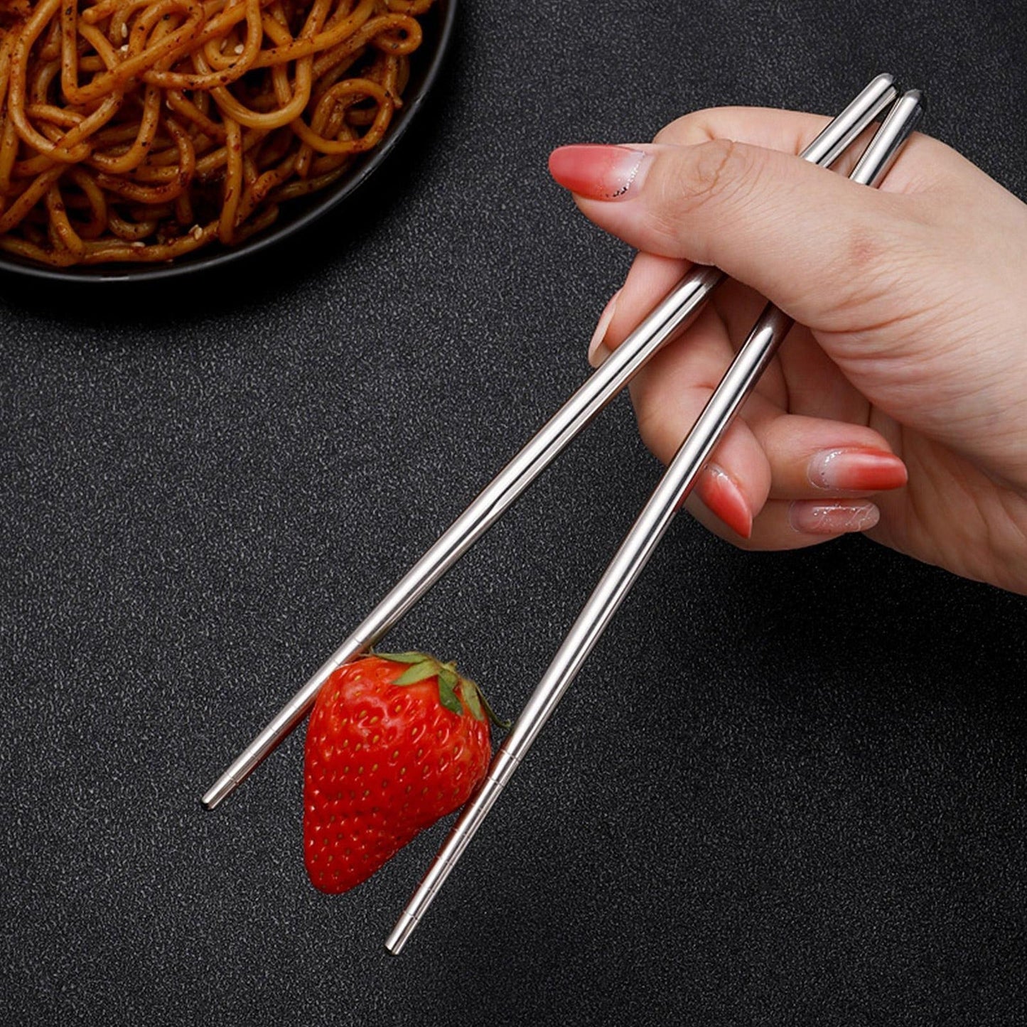 10 Pairs Stainless Steel Chopsticks Japanese Metal Table Cutlery
