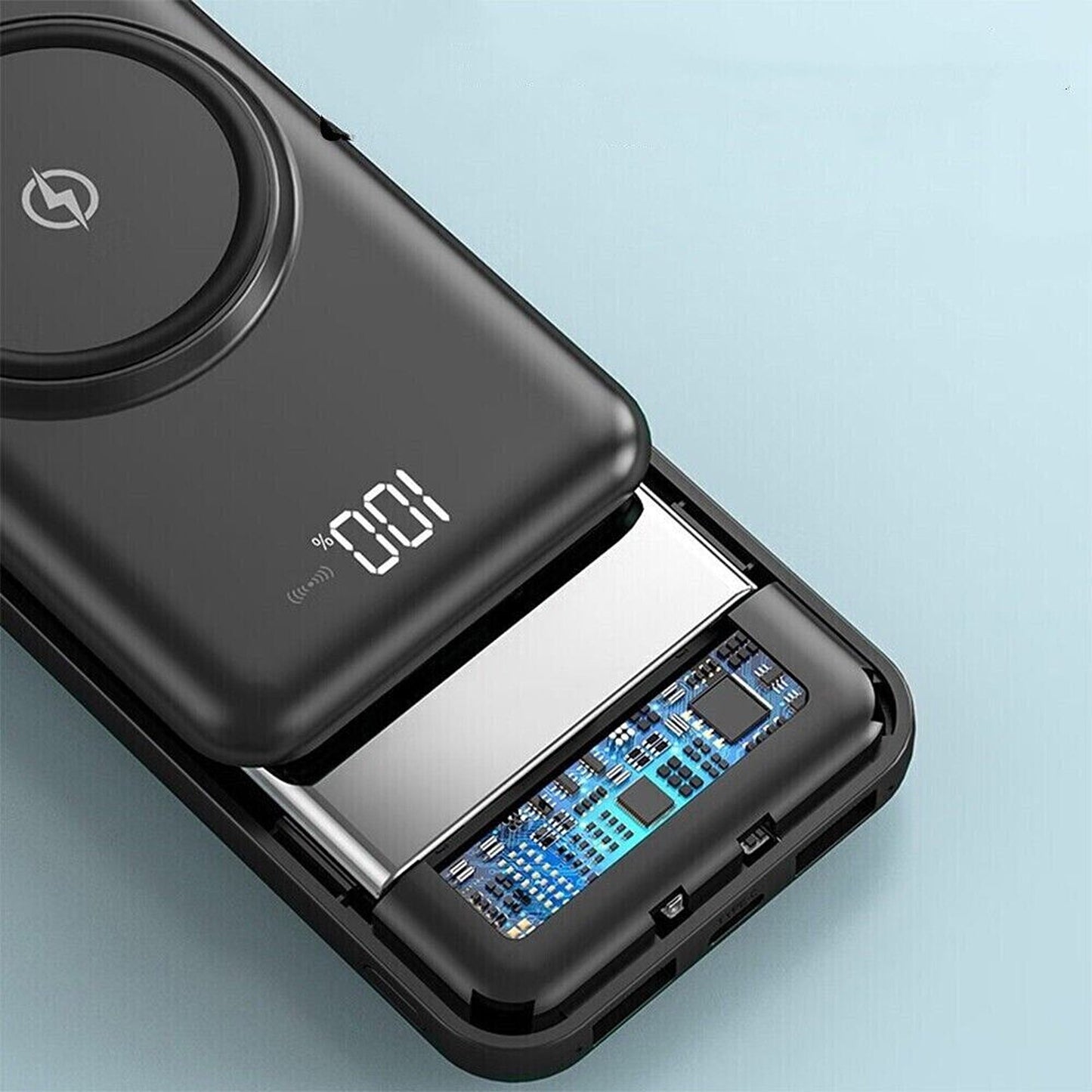 Wireless 20000mAh Dual USB Fast Charging Portable Power Bank with LED