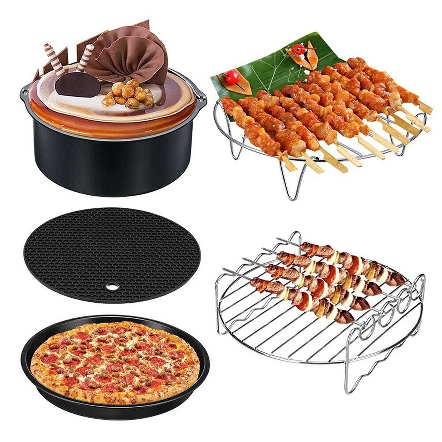 14-Piece Air Fryer Accessory Set BBQ Dish Rack and Baking Kit for 8in Fryers