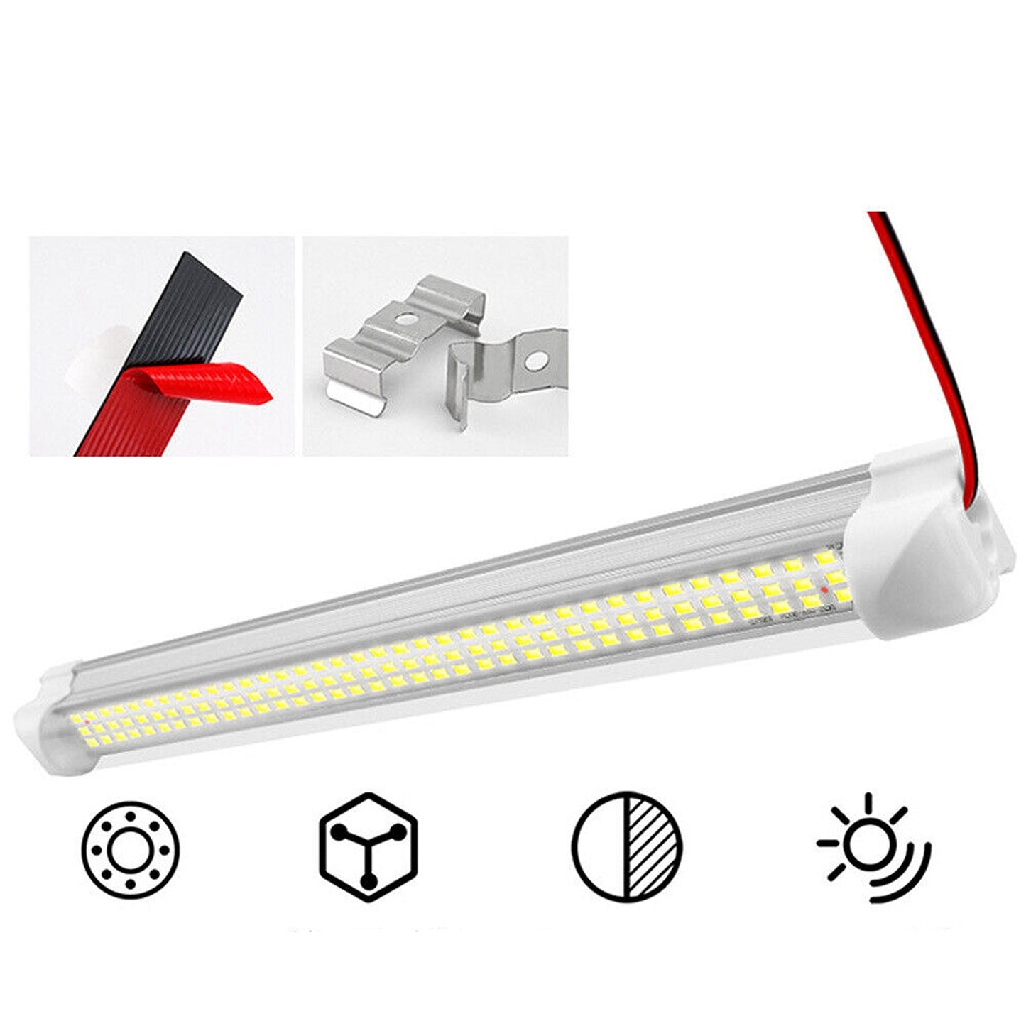 4pcs 12V LED Strip Lights for Car Interior Caravan Boat White Lamp
