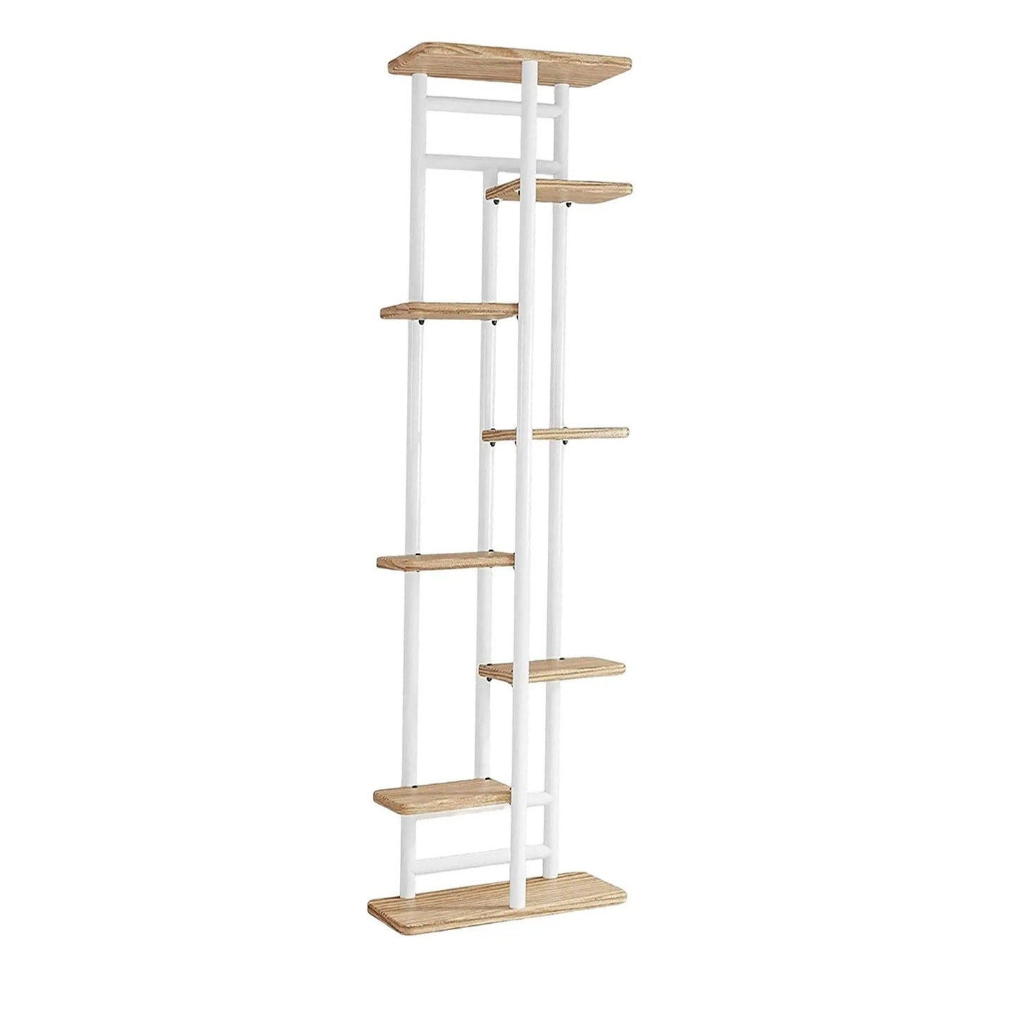 Multi-Tier Wooden Plant Display Rack for Indoor and Outdoor Use