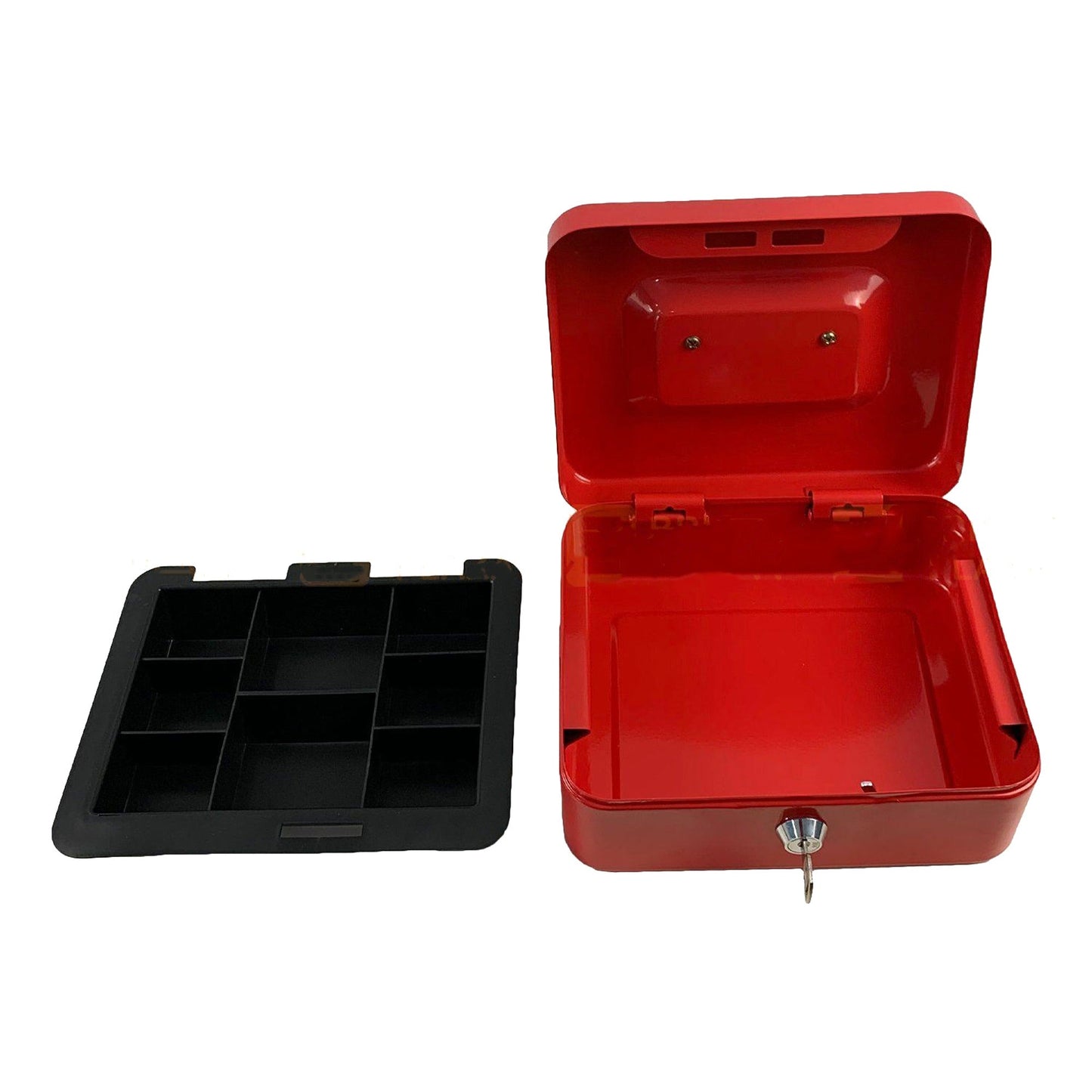 Red Portable Lockable Cash Box with Coin Slot and Key Lock