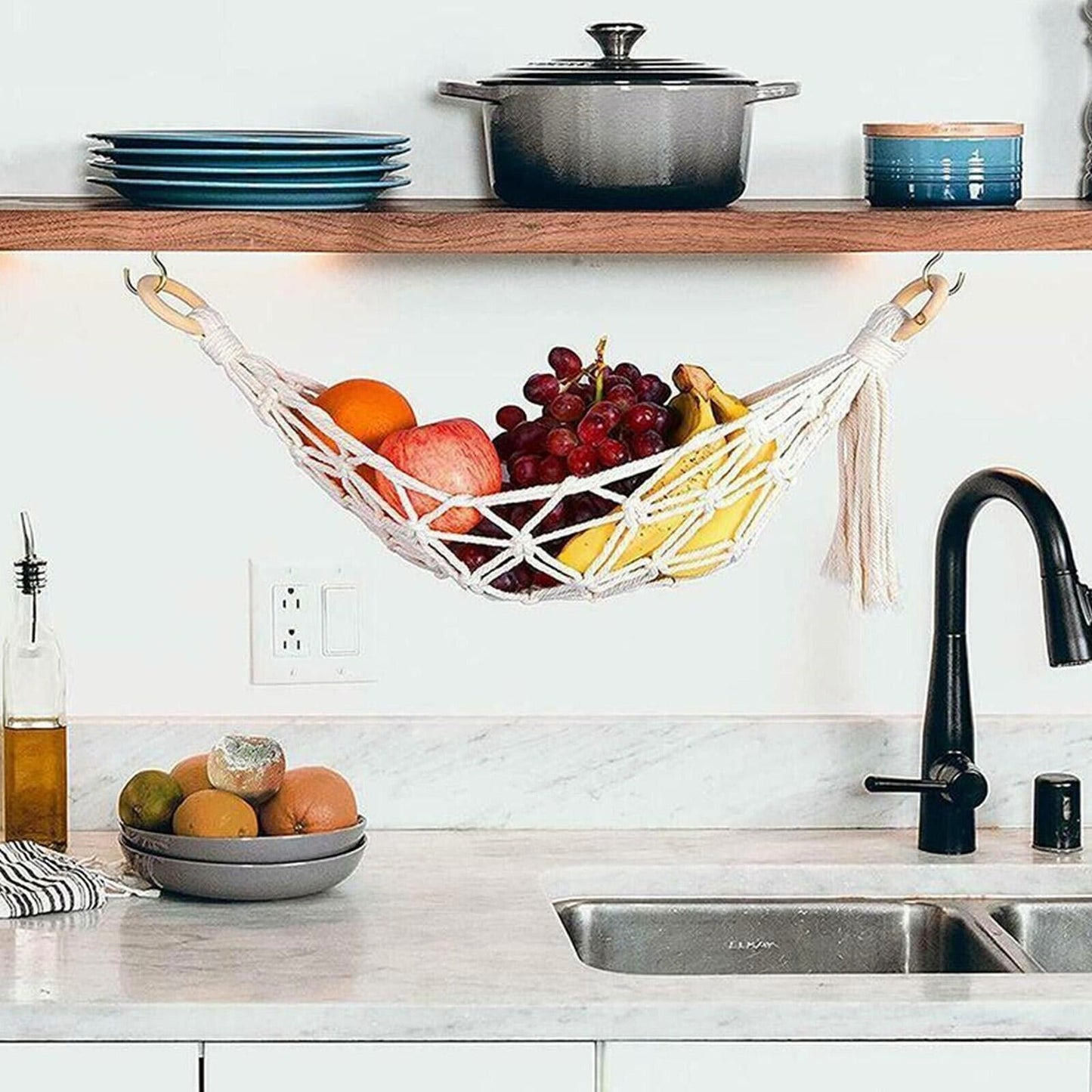 Kitchen Fruit Hammock Net Hanging Basket Storage for Dormitory Home 2 Styles