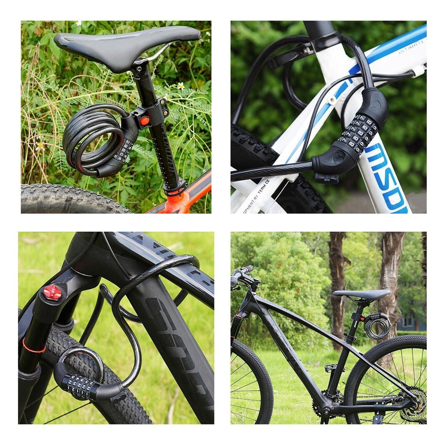 4-Digit Combination Security Bicycle Cycling Lock Cable 1M