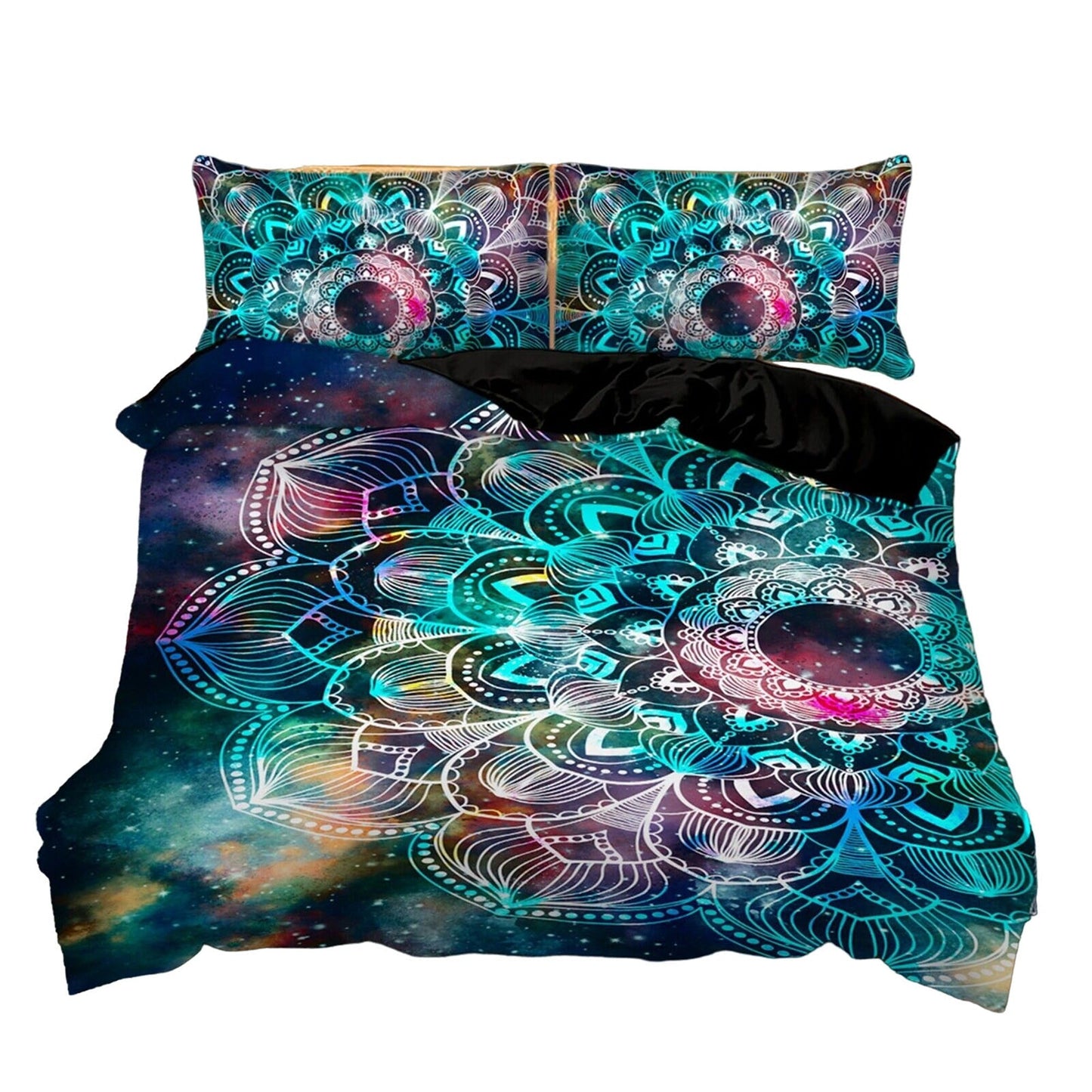 Green Mandala Pattern Bedding Set Soft Quilt Duvet for Queen King Size Bed