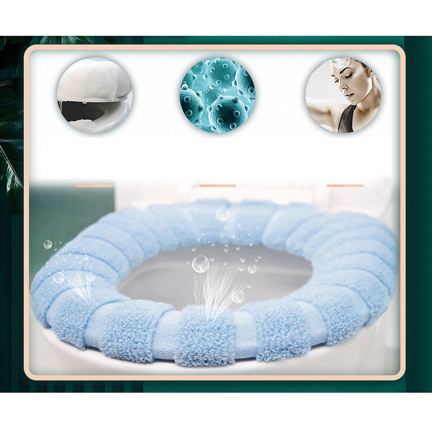 Toilet Seat Lid Cover with Soft Washable Cushion Bathroom Warmer Mat