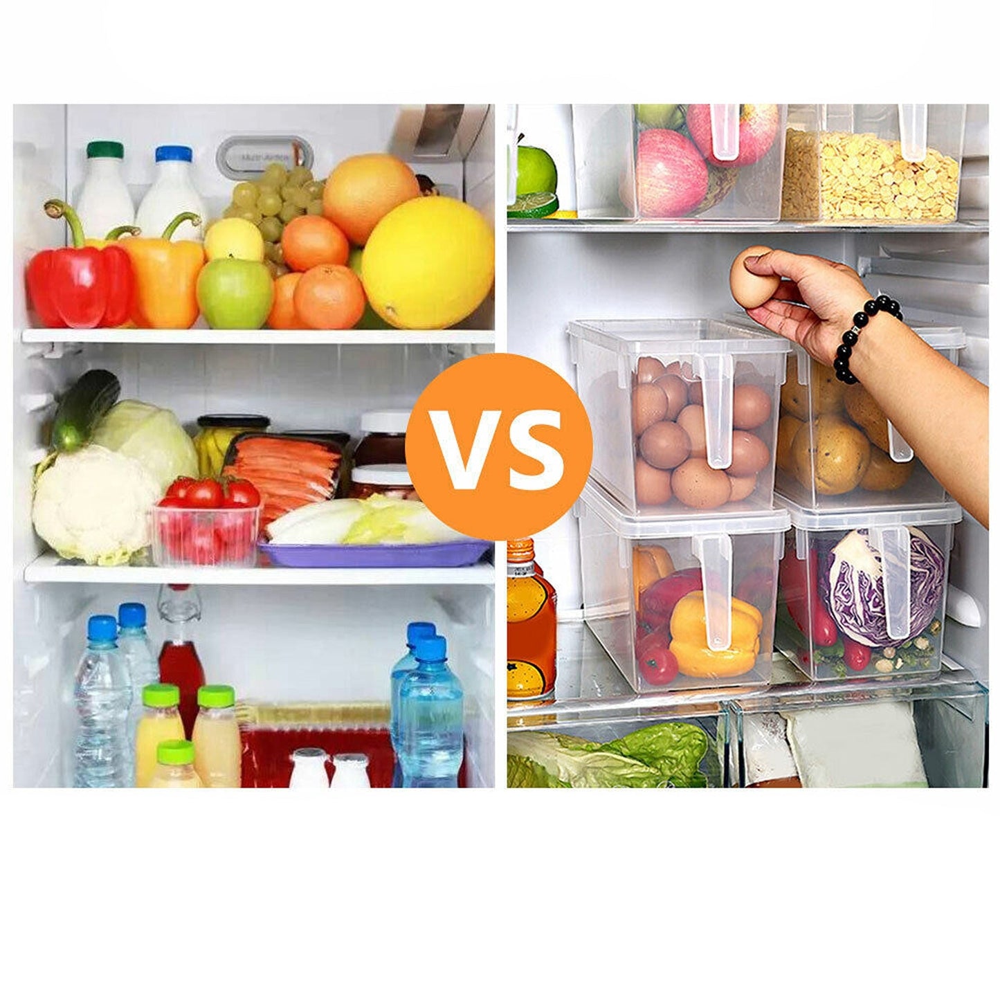 4pcs Fridge Storage Containers Food Kitchen Freezer Organizer Set