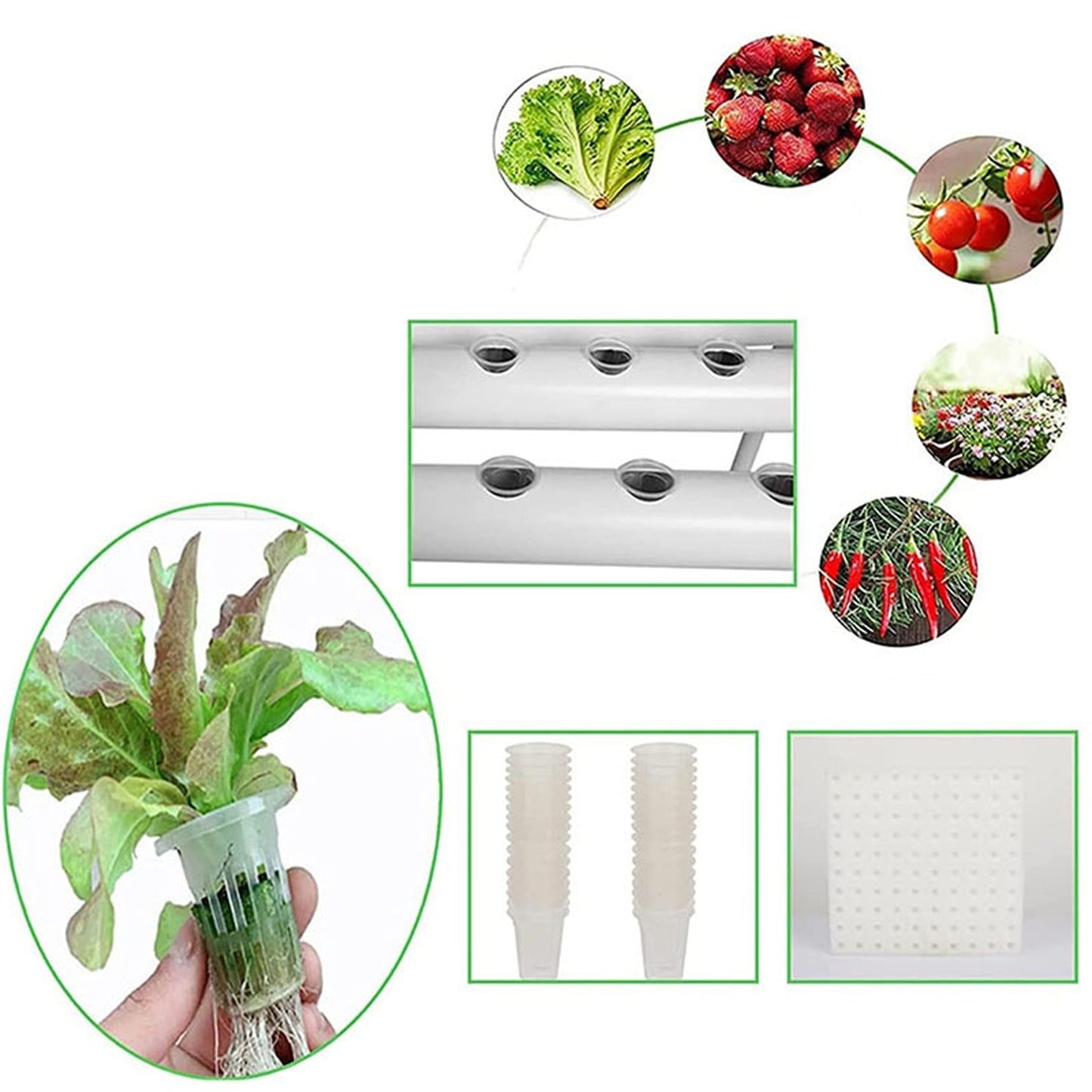 Home PVC Hydroponic Growing System with 108 Plant Sites and Water Pump