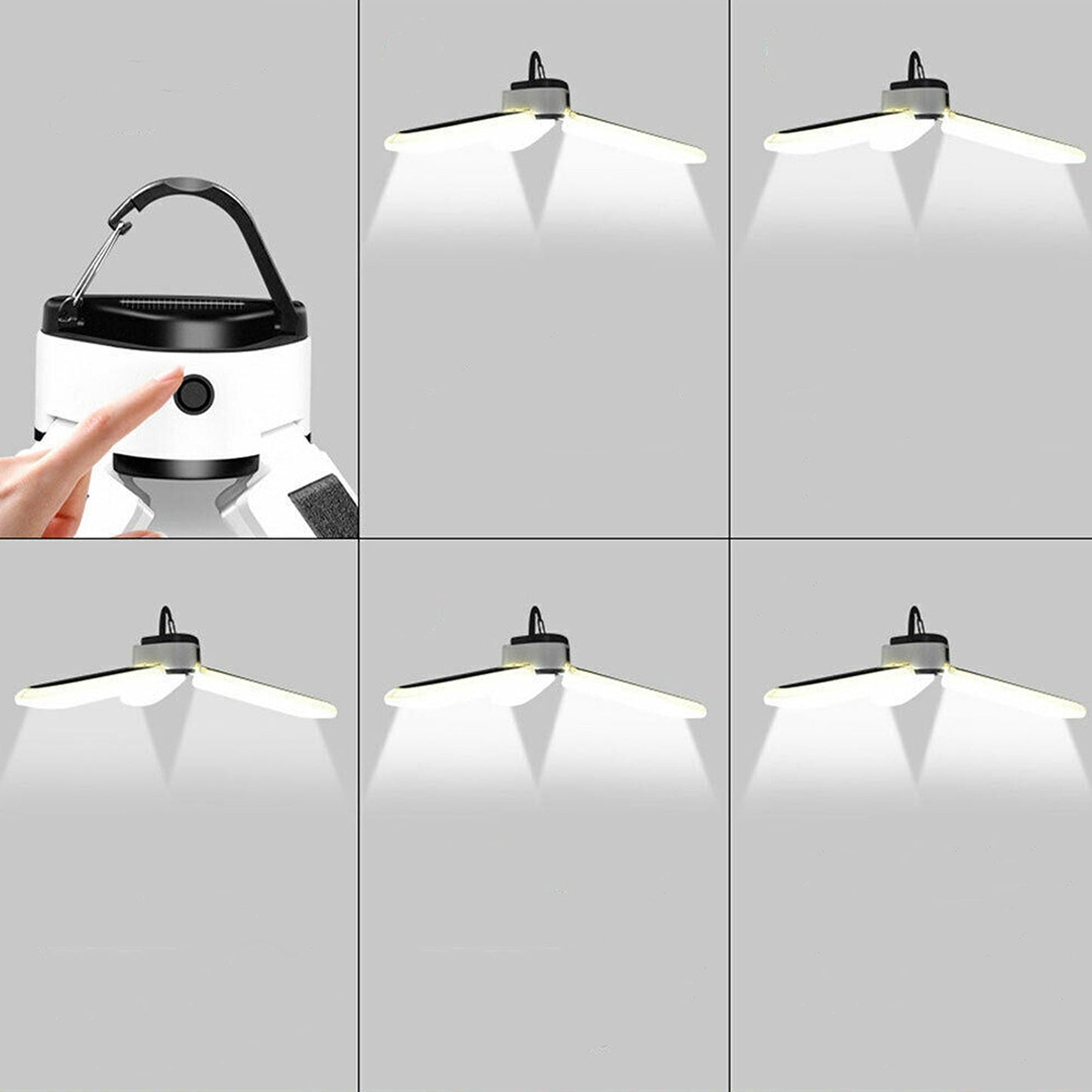 Solar LED Camping Lantern Rechargeable Tent Hiking Lamp Outdoor