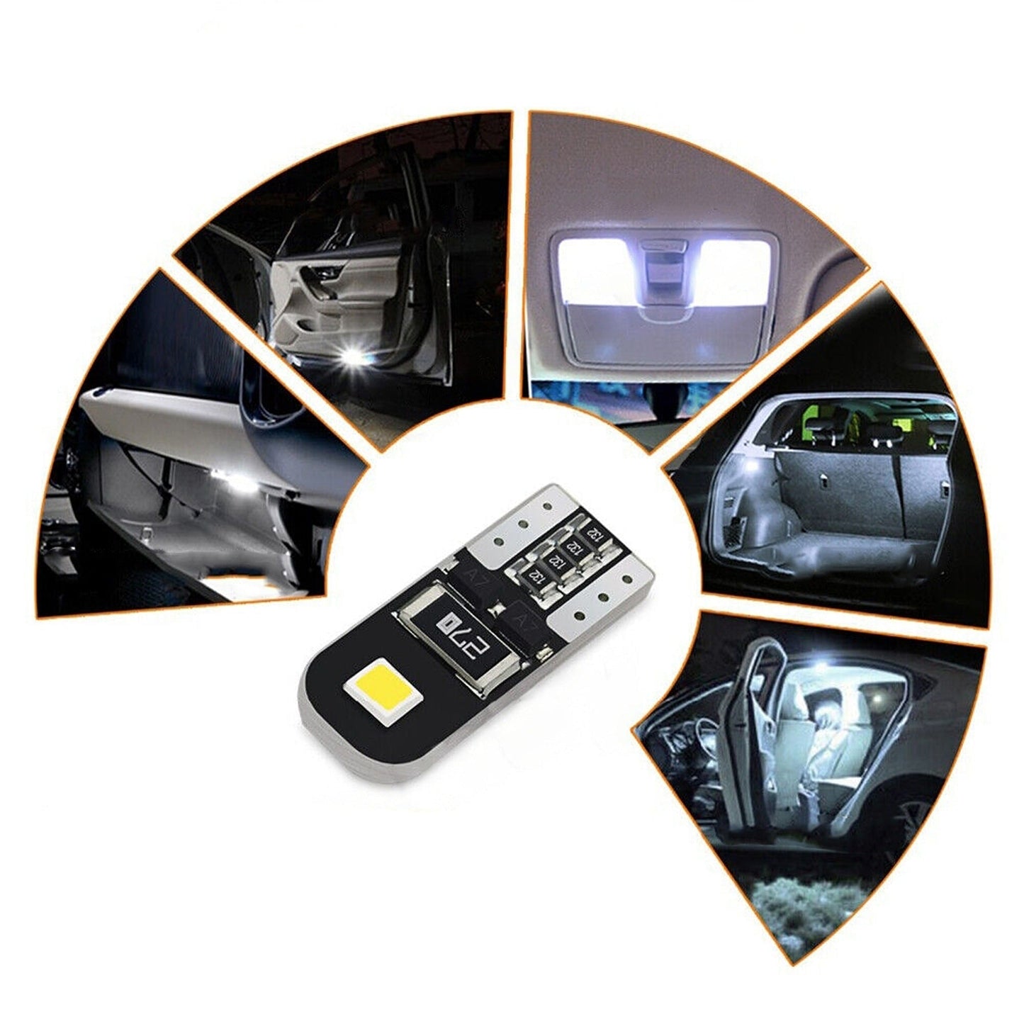 10pcs 12V White LED Car Parking Lights T10 194 168 Side Tail