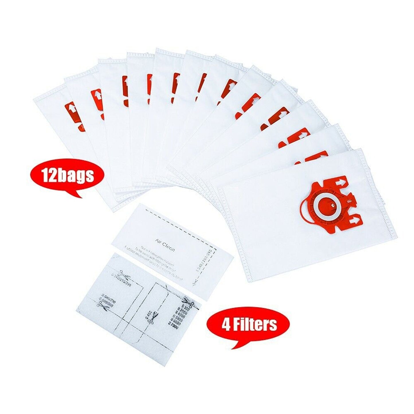 12pcs Replacement Vacuum Filters and Dust Bags for Miele
