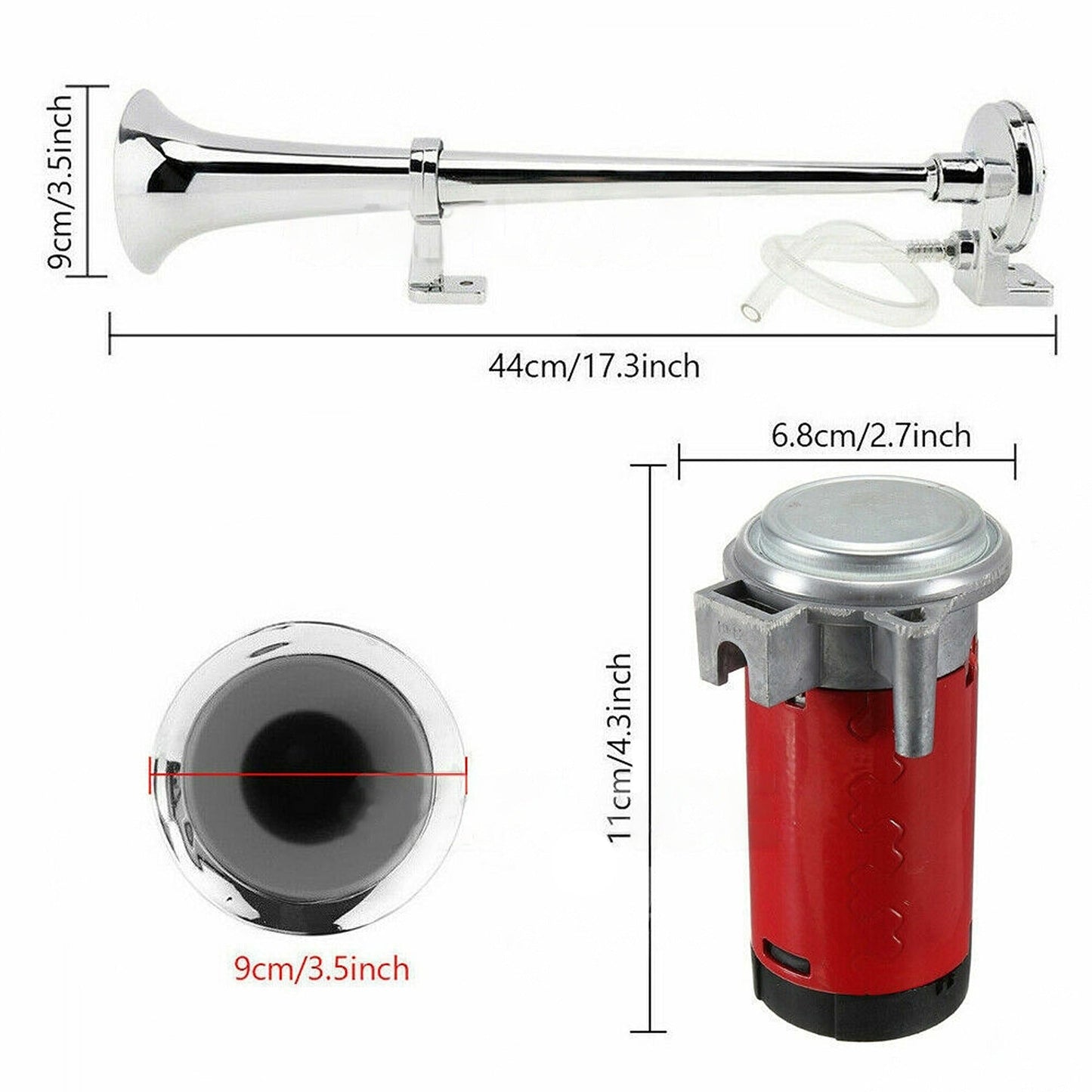 Single Trumpet Air Horn Kit for Truck Mega Train Compressor