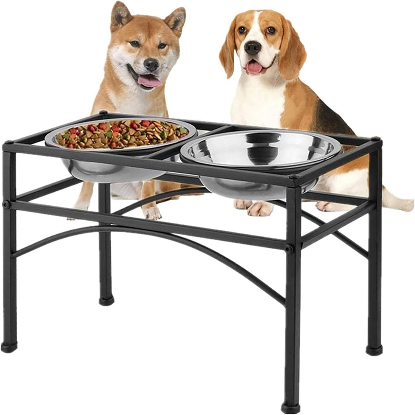 Raised Dual Pet Feeder with Stainless Steel Bowls for Dogs and Puppies