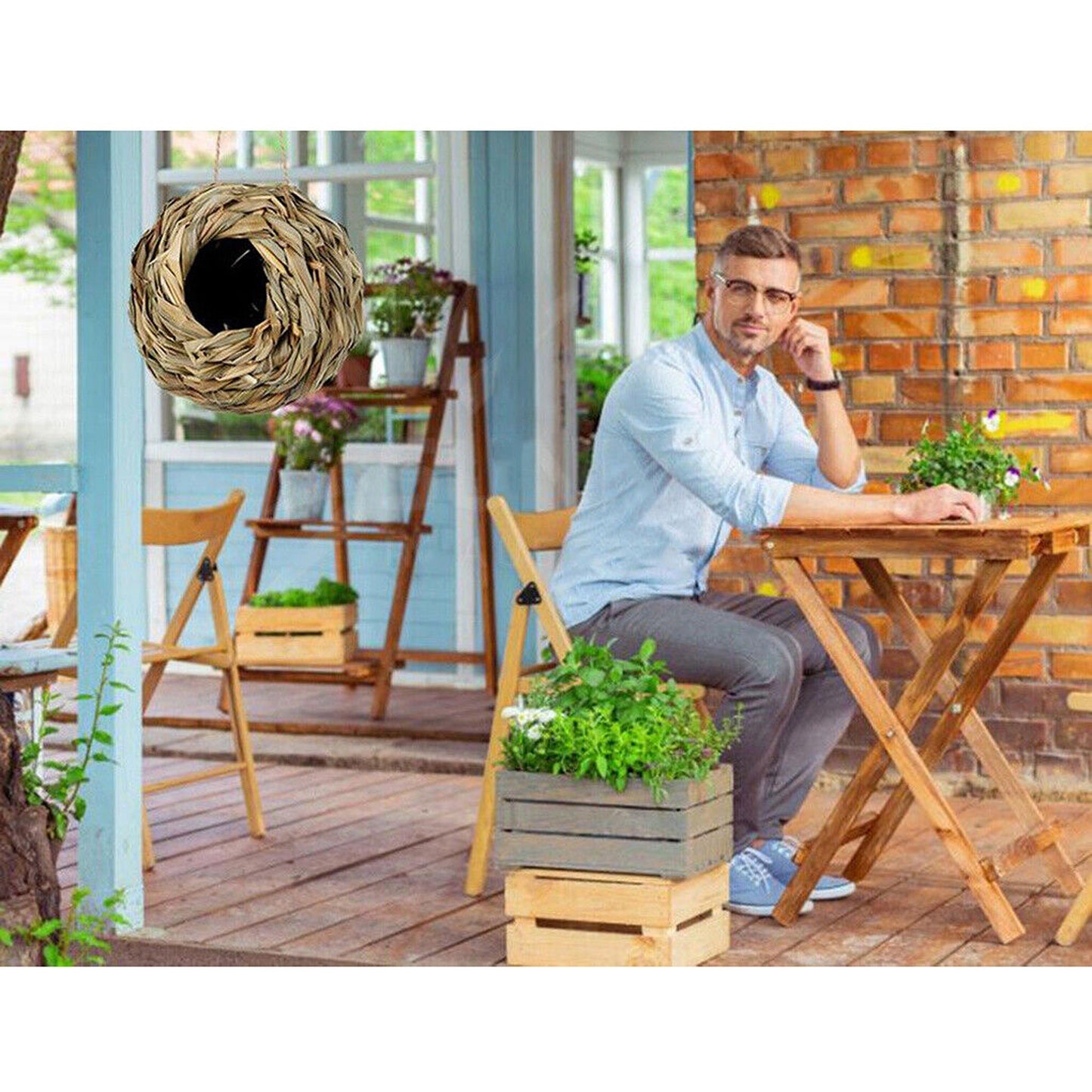 5pcs Grass Weave Canary Bird Nest Breeding Bed Box House