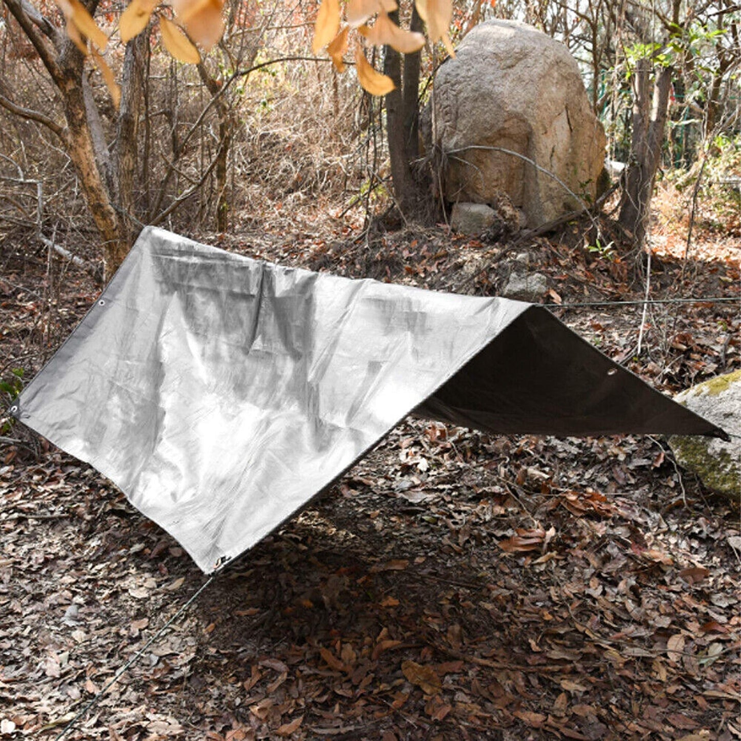 Silver Heavy Duty Weatherproof Tarpaulin Ideal Camping Shelter