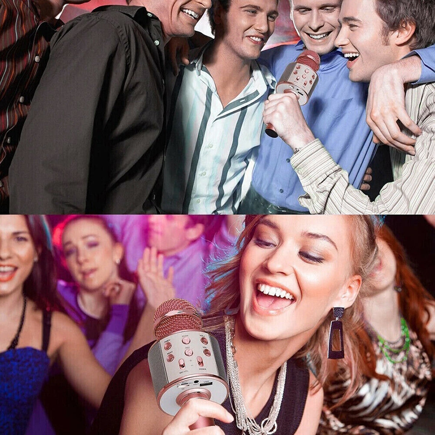 Wireless Bluetooth Handheld Karaoke Microphone with Speaker USB Mic