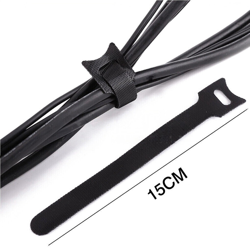 100pcs Nylon Reusable Cable Tie Hook and Loop Strap Cord Organizer