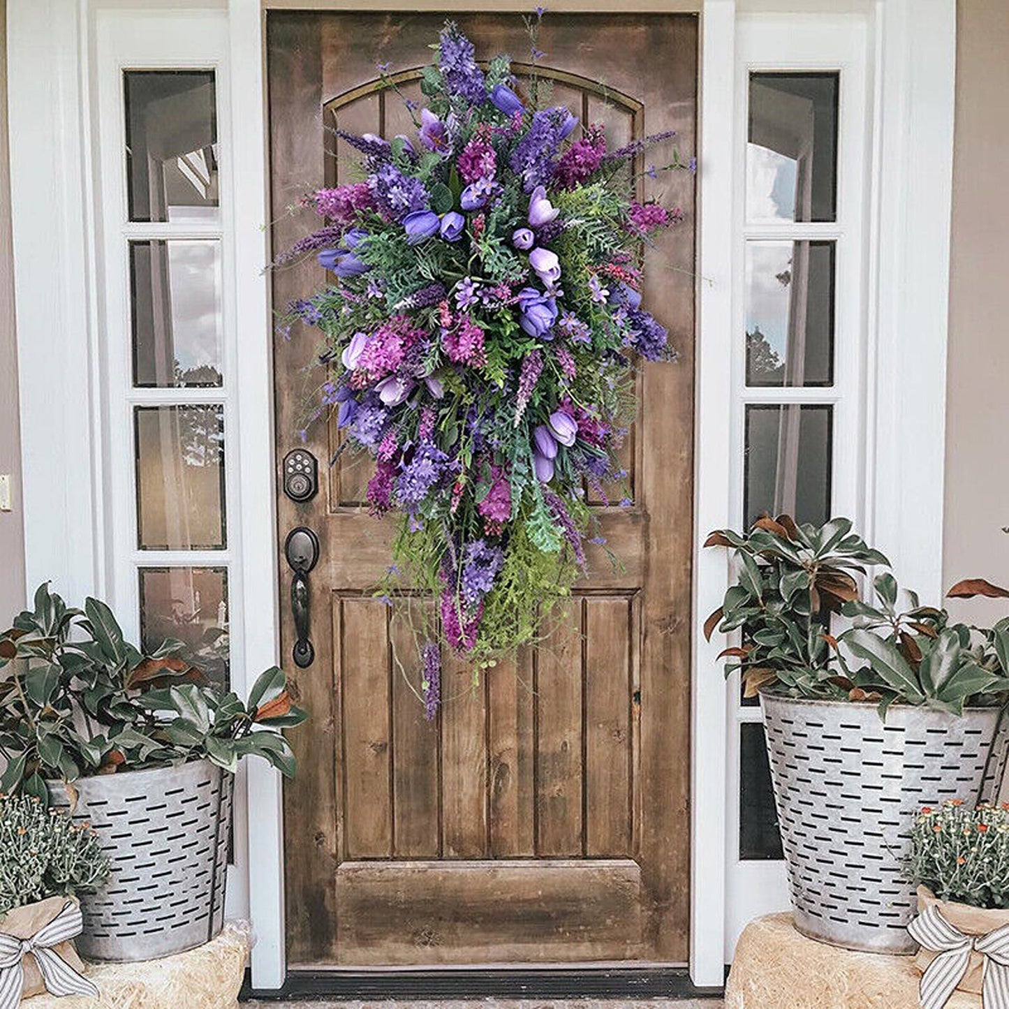 Front Door Artificial Spring Wreath Flower Garland Wall Decor