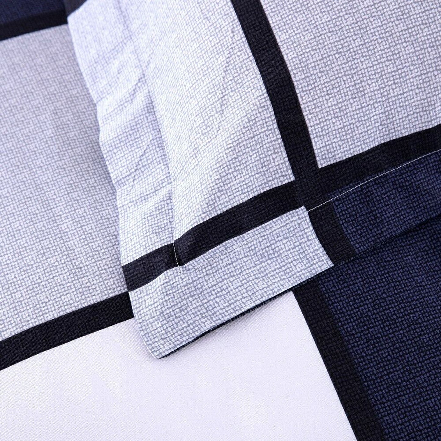 Checked Cotton Quilt Duvet Cover Set for Single to King Size Beds