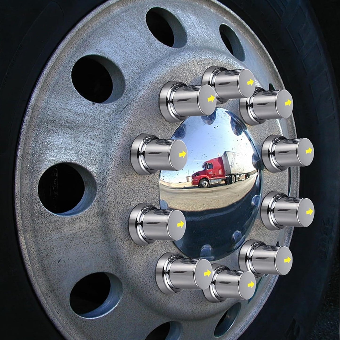 20pcs Chrome Arrow Safety Wheel Nut Covers for Buses and Trucks