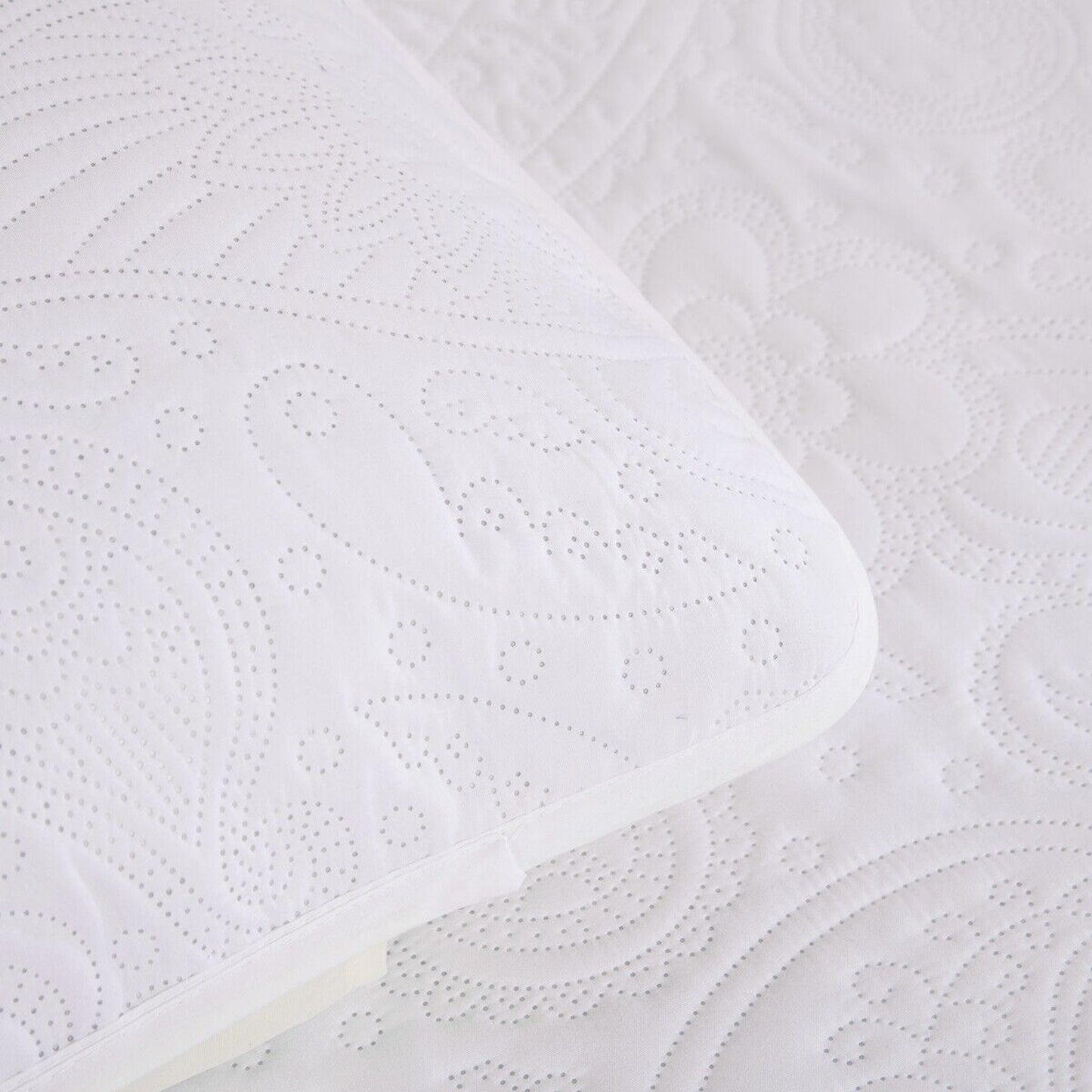 White Queen King Size Quilted Bedspread Set Soft Coverlet and Throw