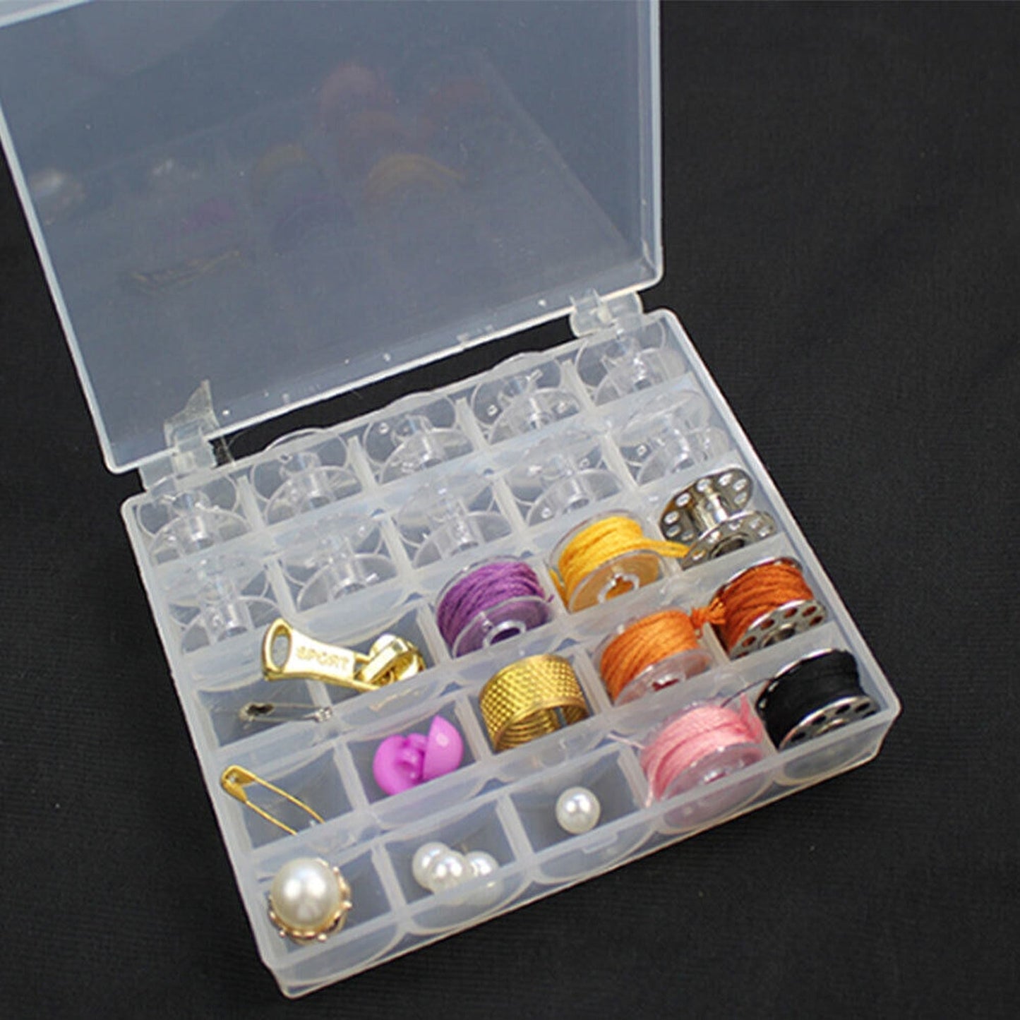 Clear Bobbin Storage Box for Sewing Machine Bobbins
