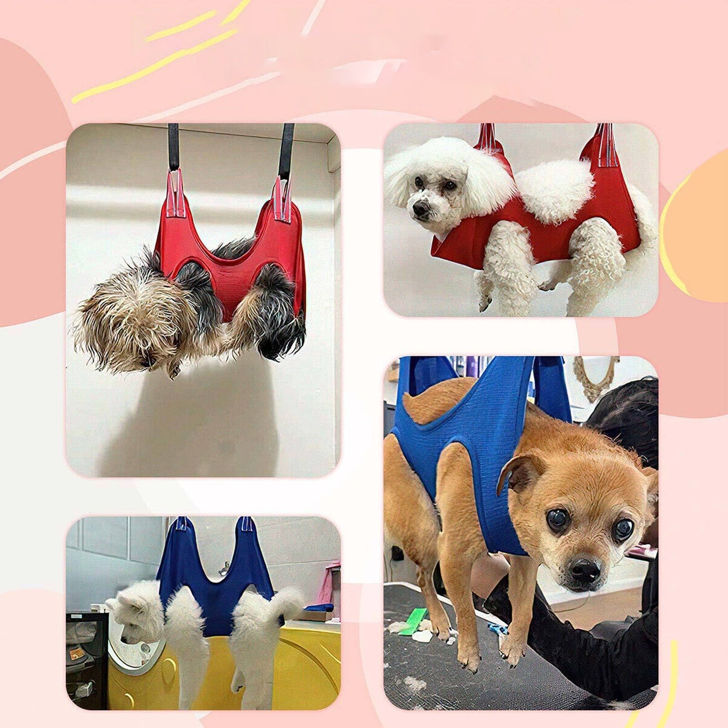 Red Pet Grooming Hammock Sling for Dogs and Cats Nail Care Bathing Bag