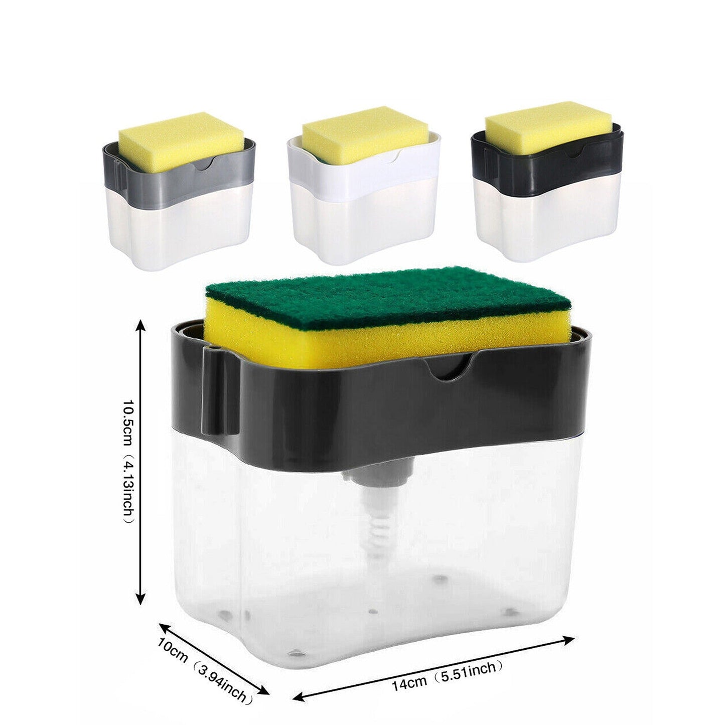 2-in-1 Soap Pump Dispenser with Sponge Holder Kitchen Dish Washing Liquid Container