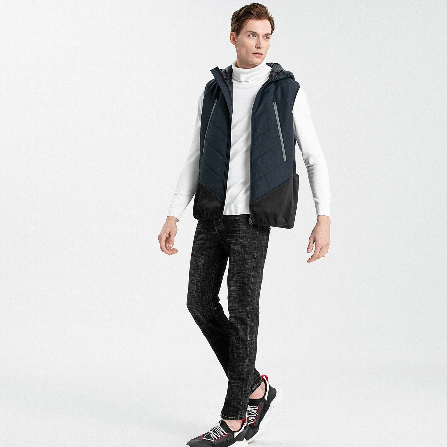 Active Vegan Puffer Vest Quilted Down-Free Stretchy Side Panel