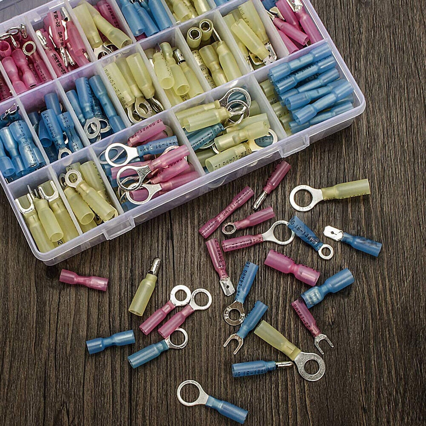 240pcs Heat Shrink Electrical Terminals Wire Connectors Crimp Marine Kit