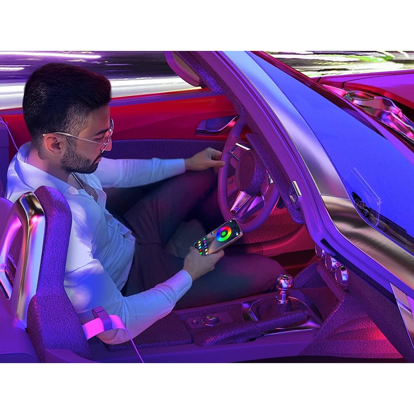 4pcs RGB Car Strip Lights LED Footwell Interior Remote USB Control