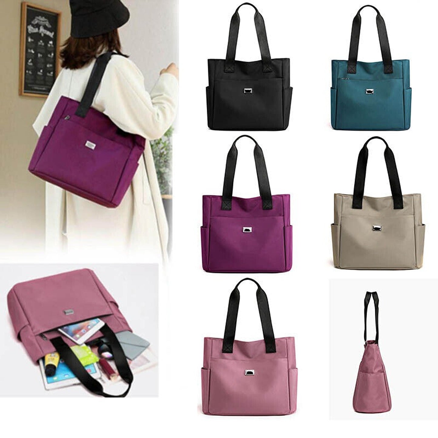 Large Capacity Waterproof Travel Tote Bag Women Lightweight Handbag Shoulder