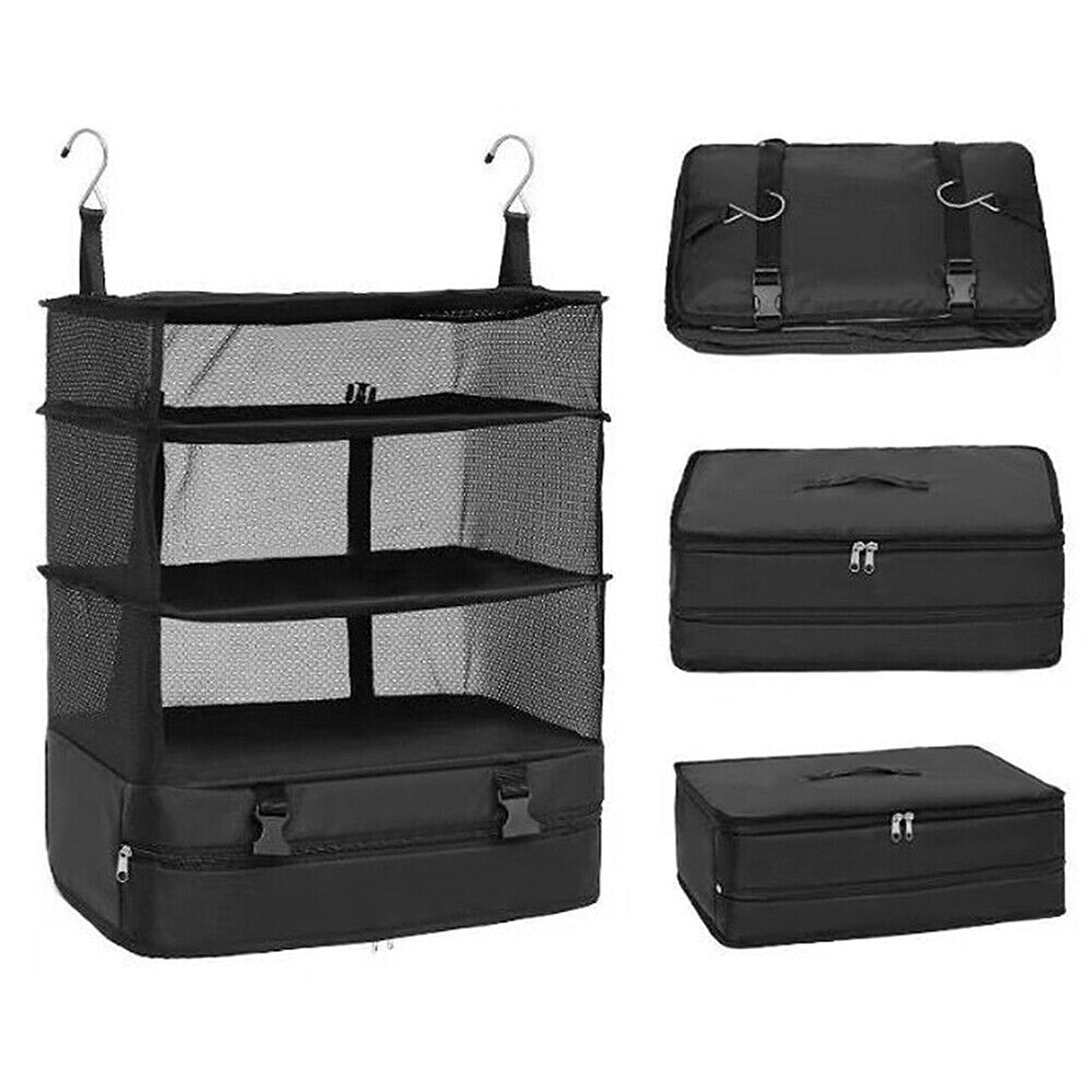 4-Layer Mesh Hanging Storage Bag for Camping and Travel Foldable