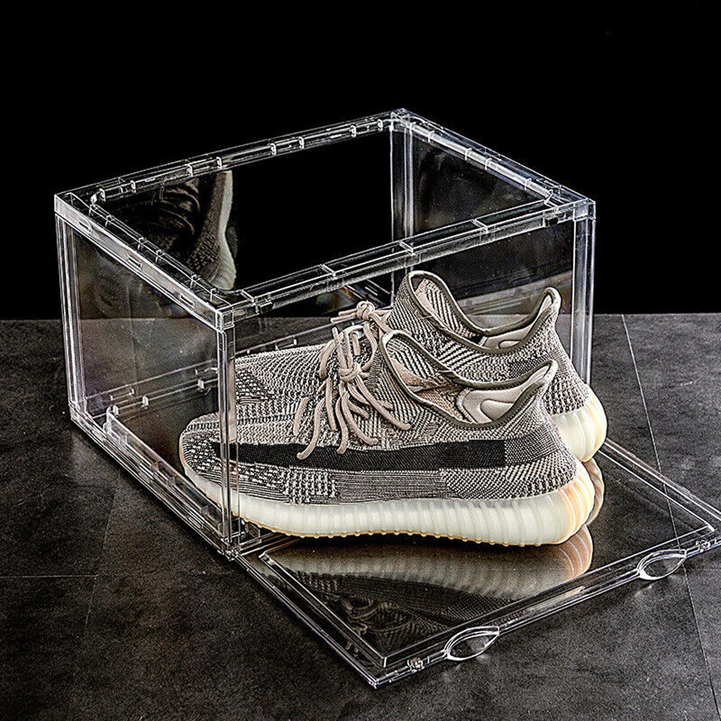 1x Premium Sneaker Display Shoe Box Stackable Clear Storage Side