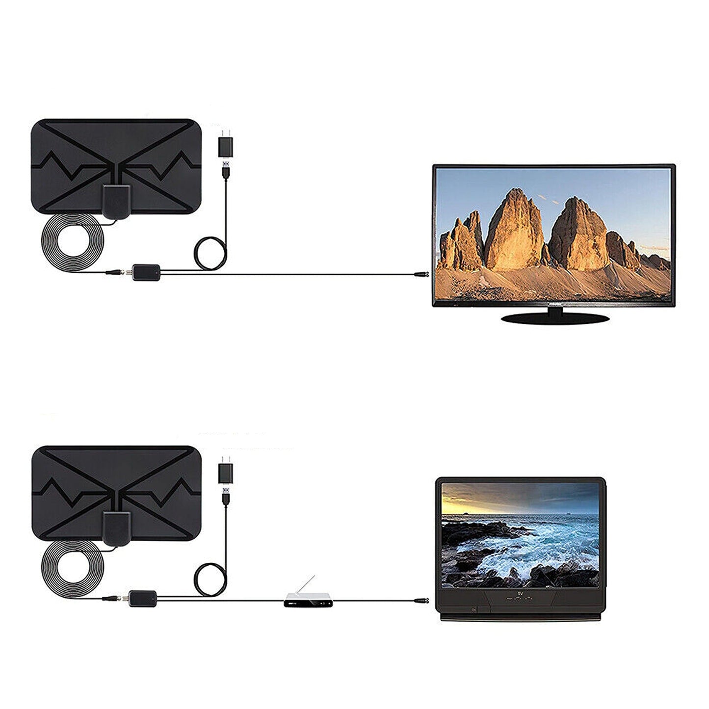 HDTV Indoor Outdoor Digital TV Antenna with 300 Miles Range Signal Booster