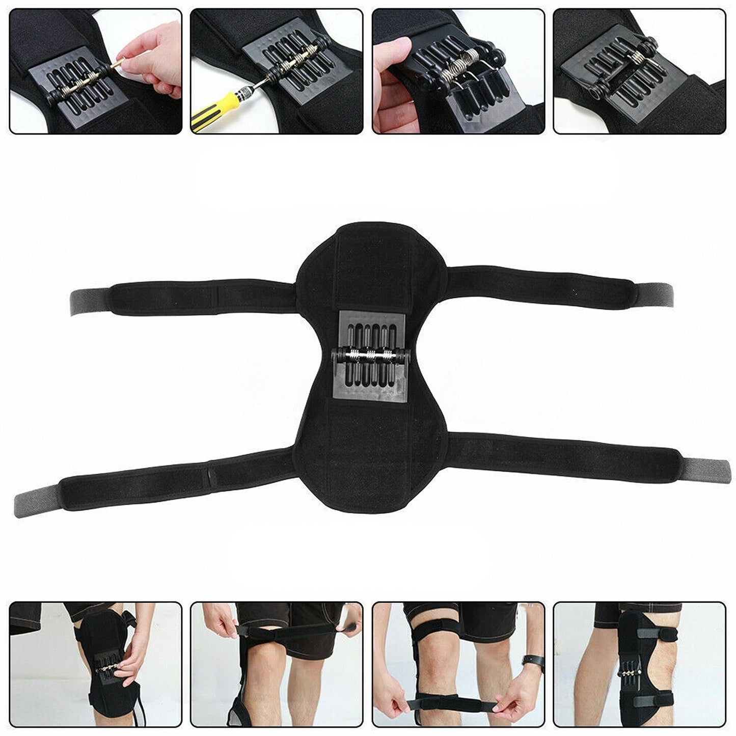 1Pair Rebound Power Knee Stabilizer Pads Joint Support Spring Brace